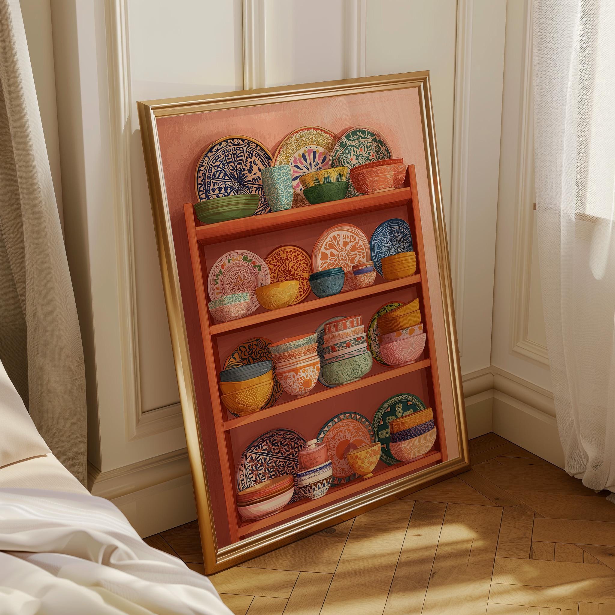 Hand-Painted Mexican Pottery Colourful Talavera Kitchen Wall Art by The Wall Art Studio - physical