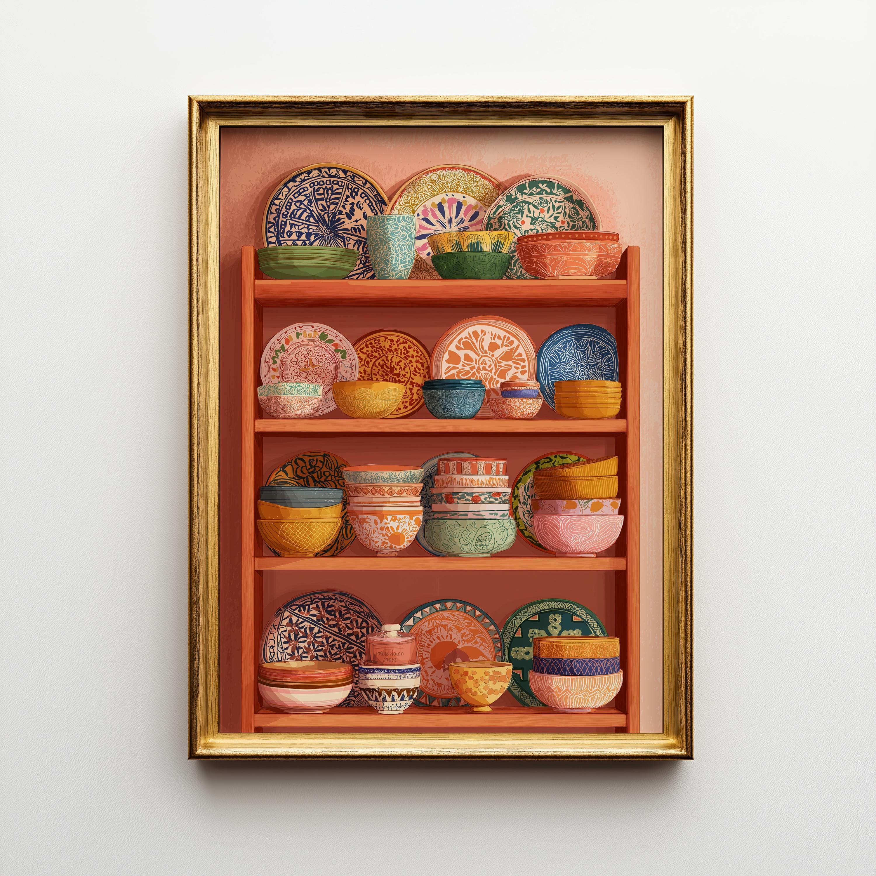 Hand-Painted Mexican Pottery Colourful Talavera Kitchen Wall Art by The Wall Art Studio - physical