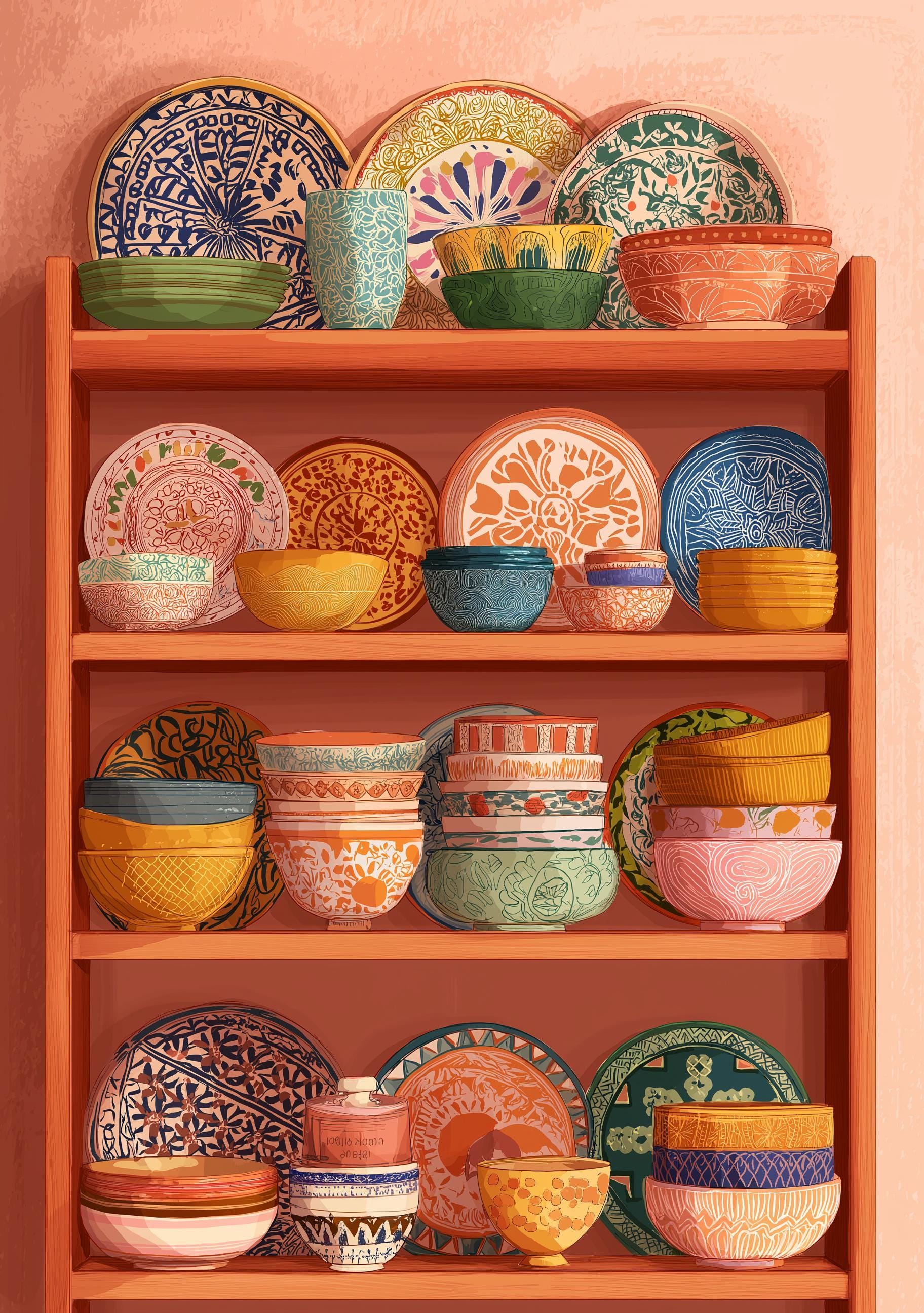 Hand-Painted Mexican Pottery Colourful Talavera Kitchen Wall Art by The Wall Art Studio - physical