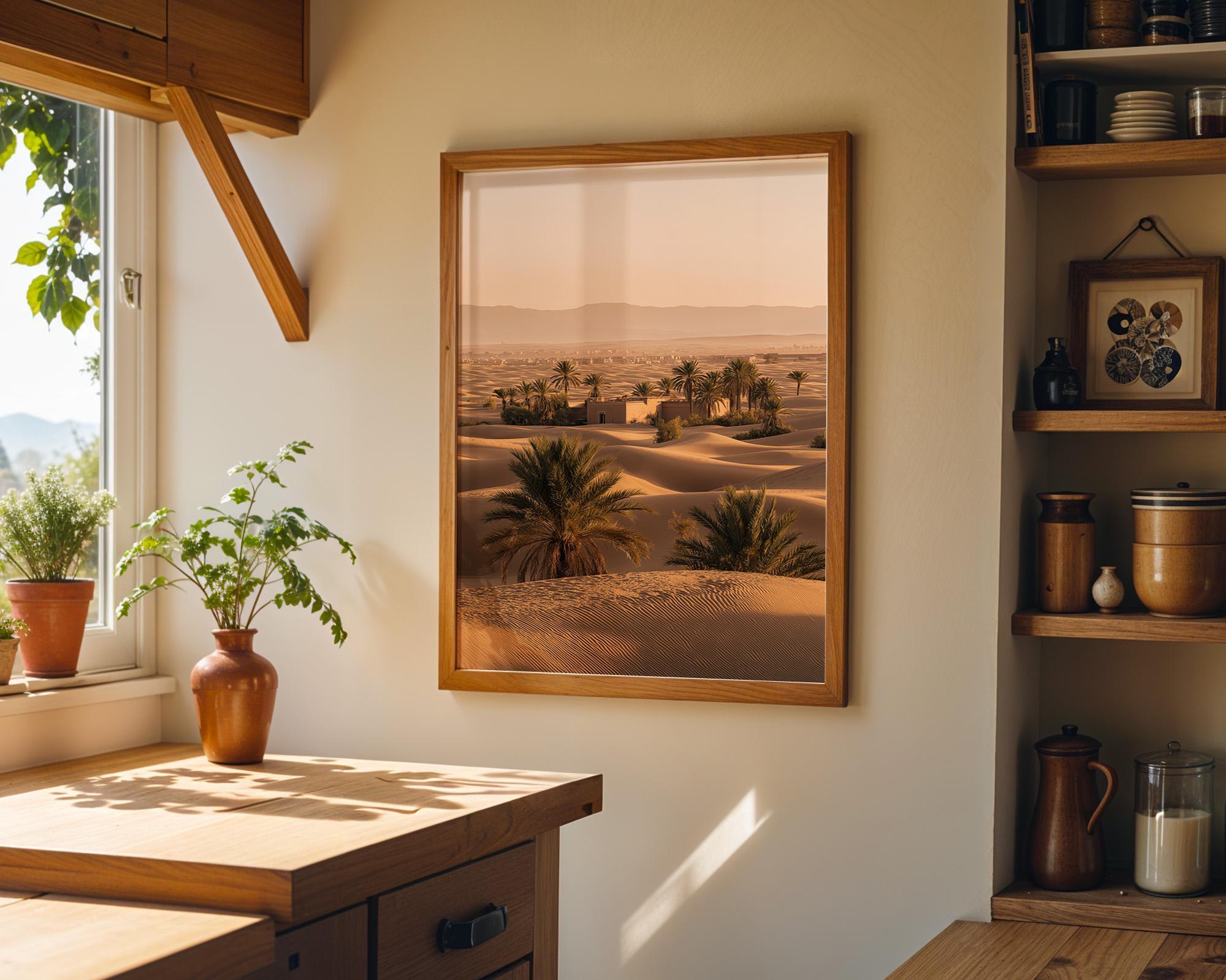 Warm Sunlit Moroccan Terracotta Archway Courtyard Wall Art by The Wall Art Studio