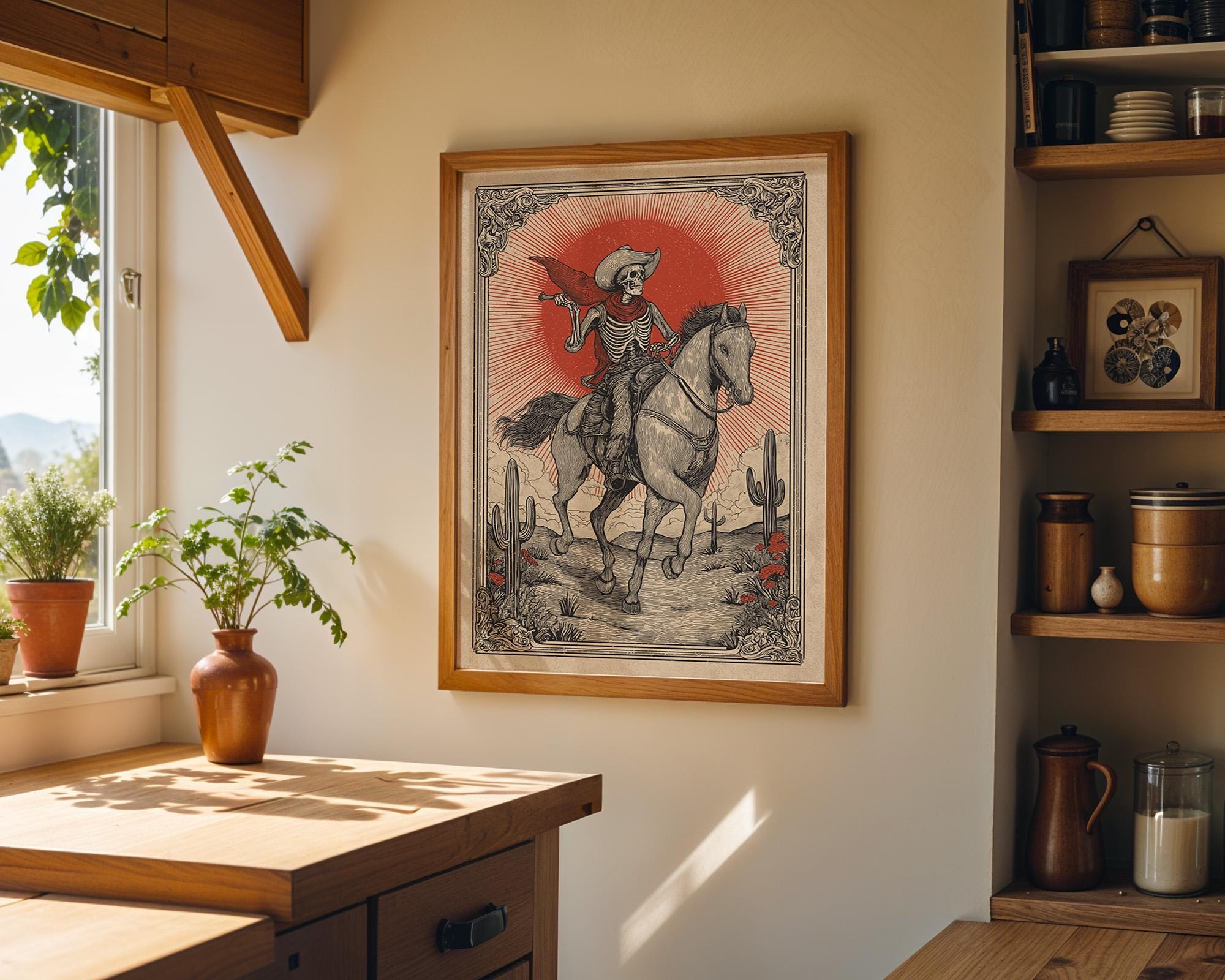 Skeleton Cowboy Western Rider Gothic Horse Wall Art by The Wall Art Studio