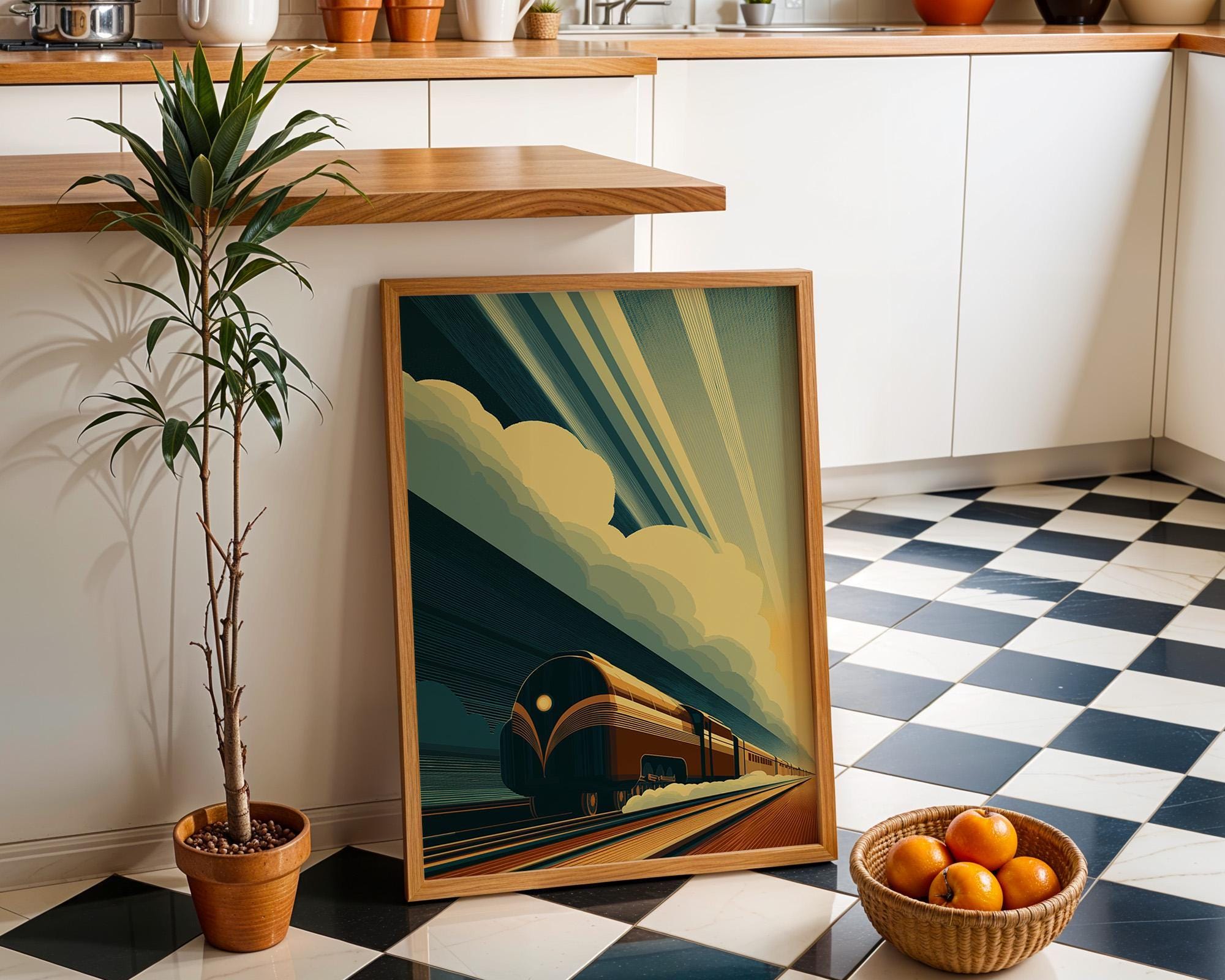 Retro Art Deco Train Wall Art by The Wall Art Studio