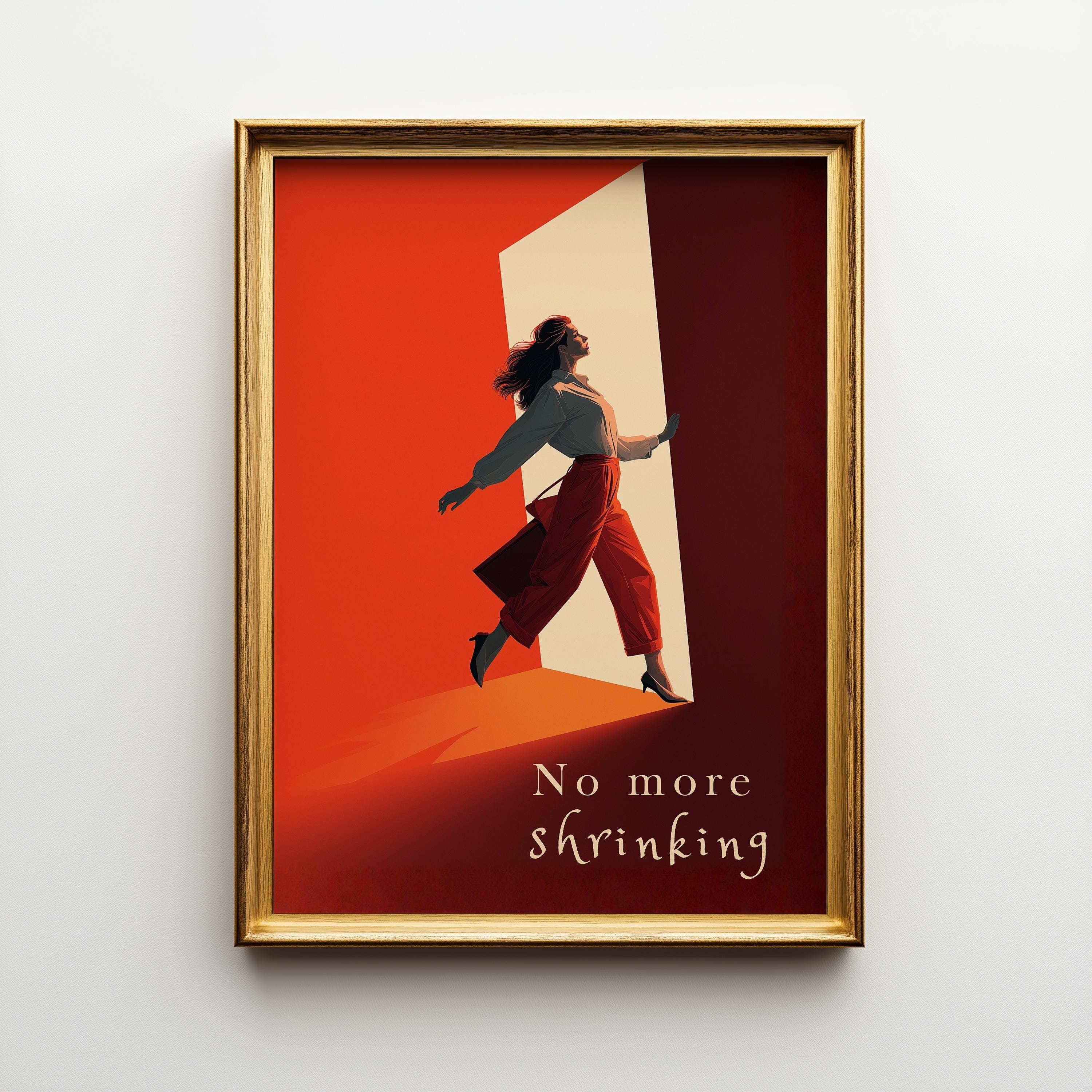 Feminist "No More Shrinking" Women’s Rights Quote Wall Art by The Wall Art Studio