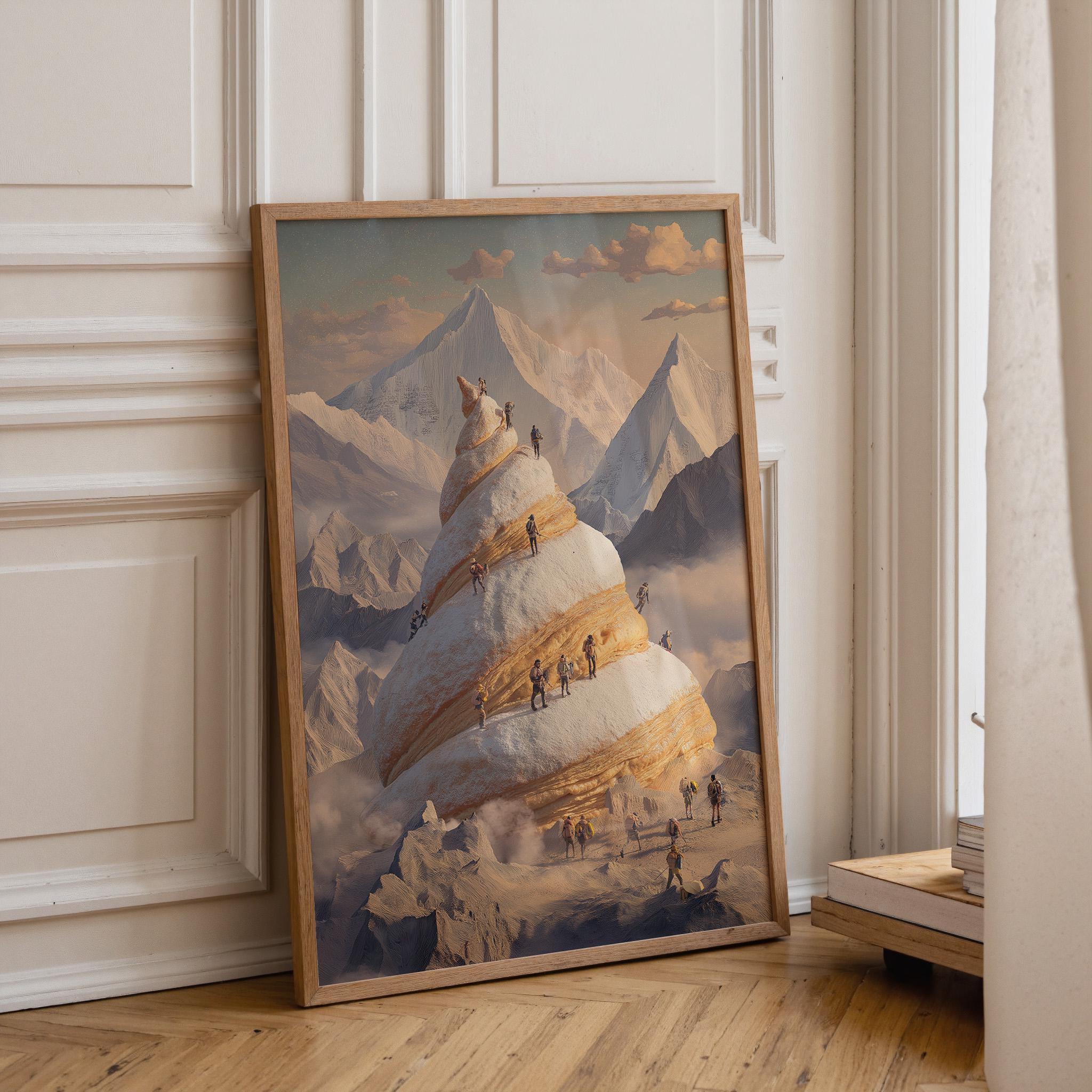 Surreal Croissant Mountain Whimsical Food Landscape Wall Art by The Wall Art Studio - physical