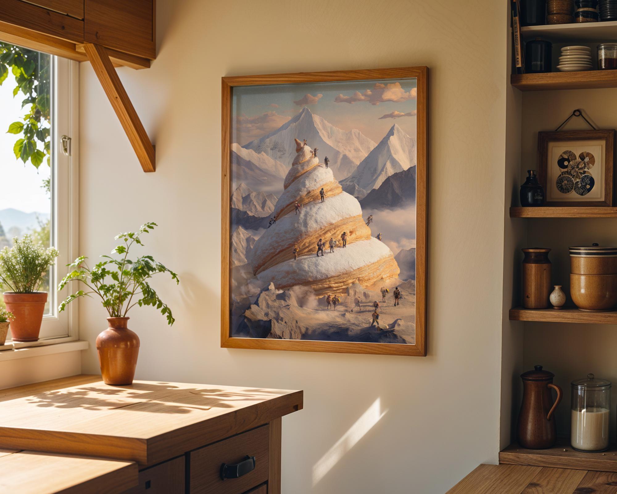 Surreal Croissant Mountain Whimsical Food Landscape Wall Art by The Wall Art Studio - physical