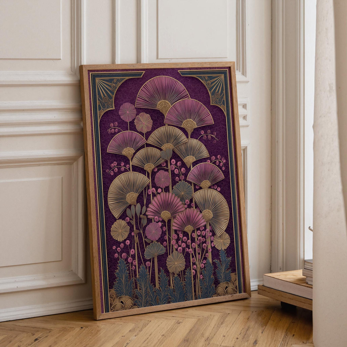 Dark Academia Floral Art Deco Botanical Flower Wall Art by The Wall Art Studio