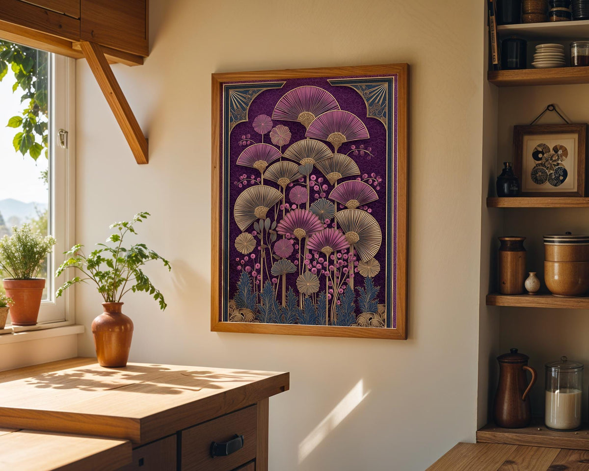 Dark Academia Floral Art Deco Botanical Flower Wall Art by The Wall Art Studio