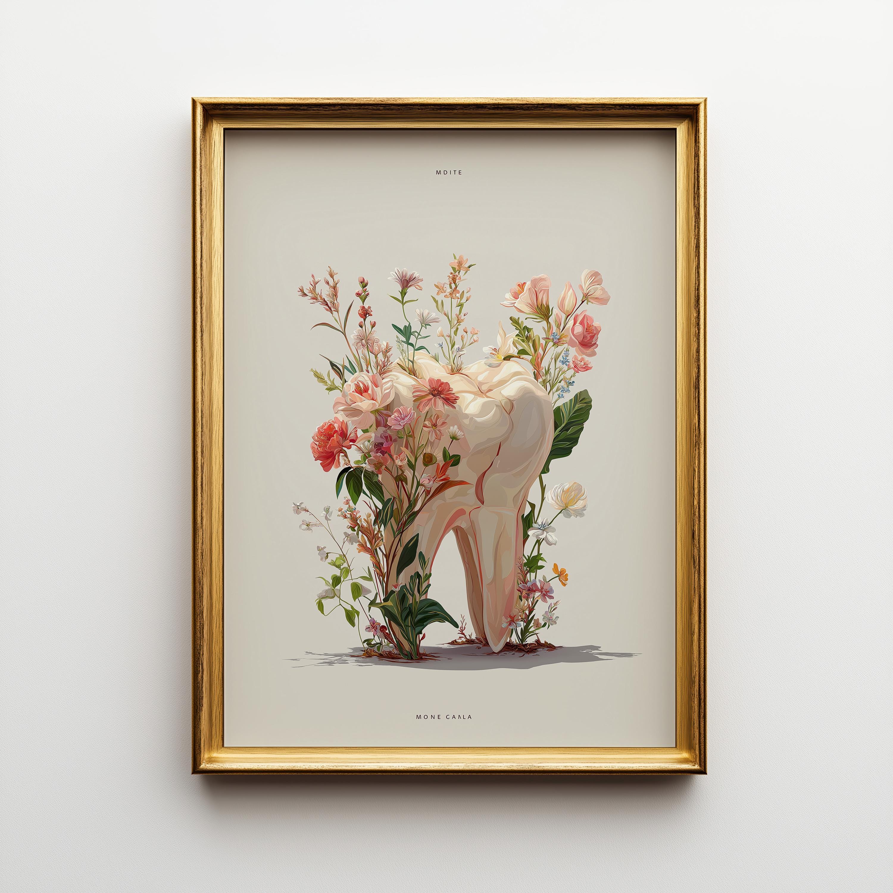 Dental Floral Tooth Elegant Dentist Office Wall Art