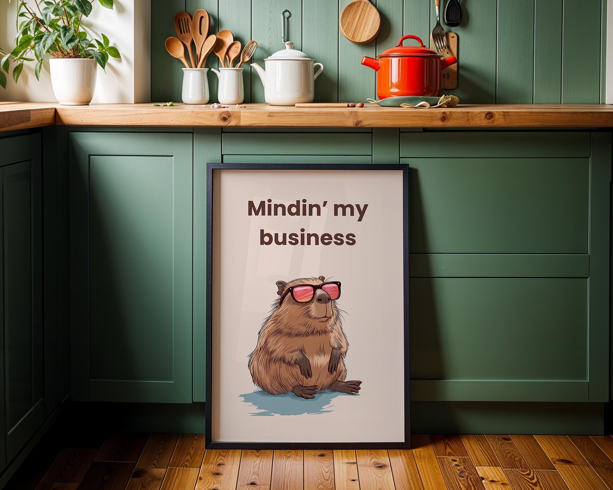 Funny Capybara Minding My Business Quote Wall Art by The Wall Art Studio