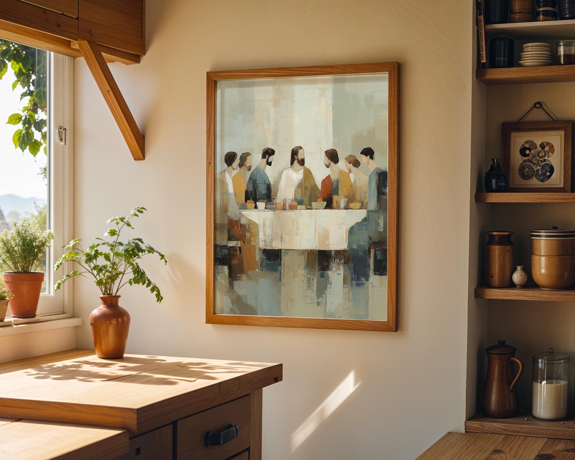 Abstract Last Supper Modern Christian Jesus and Disciples Wall Art by The Wall Art Studio