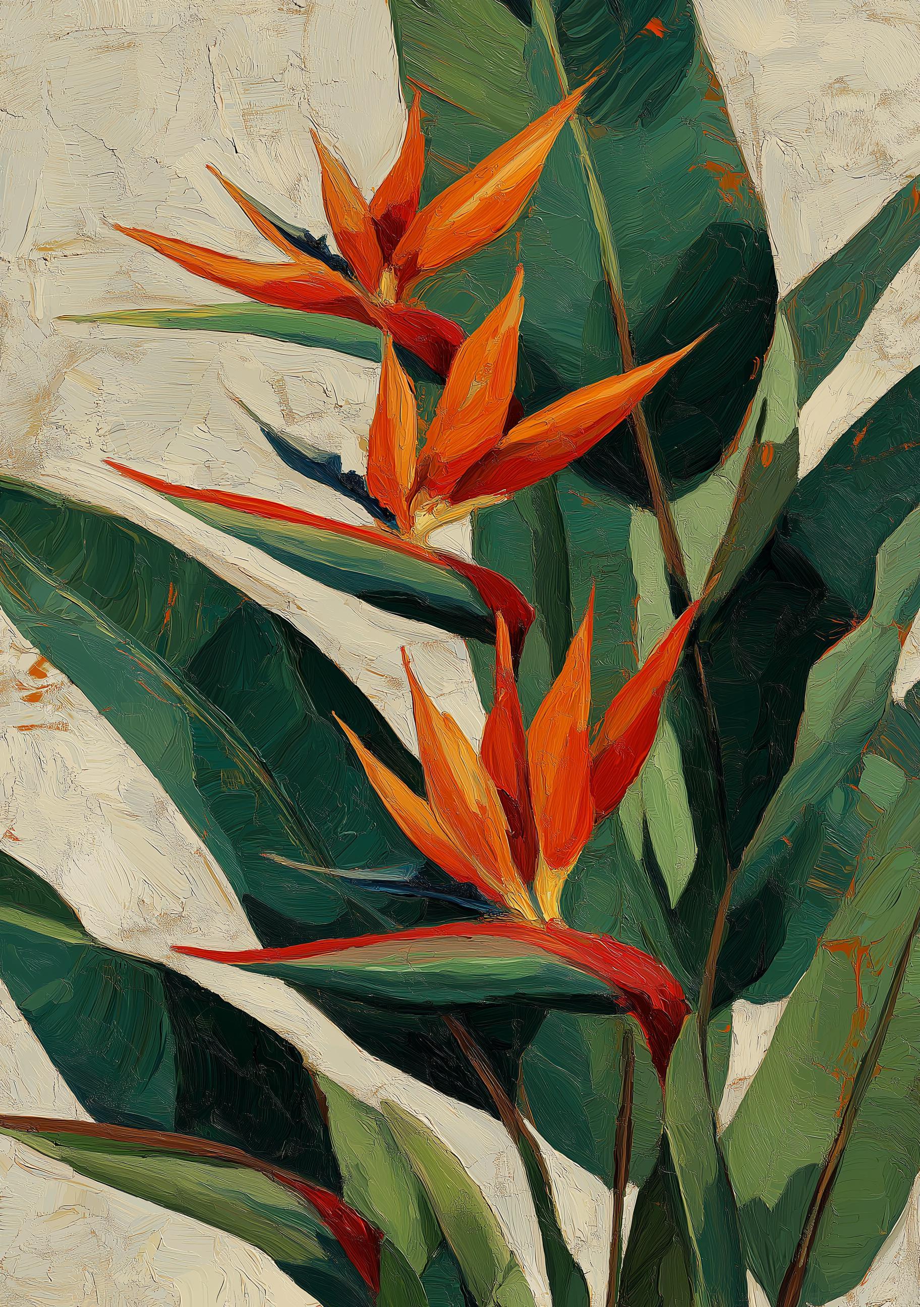 Bird of Paradise Tropical Botanical Orange Flower Wall Art by The Wall Art Studio - physical