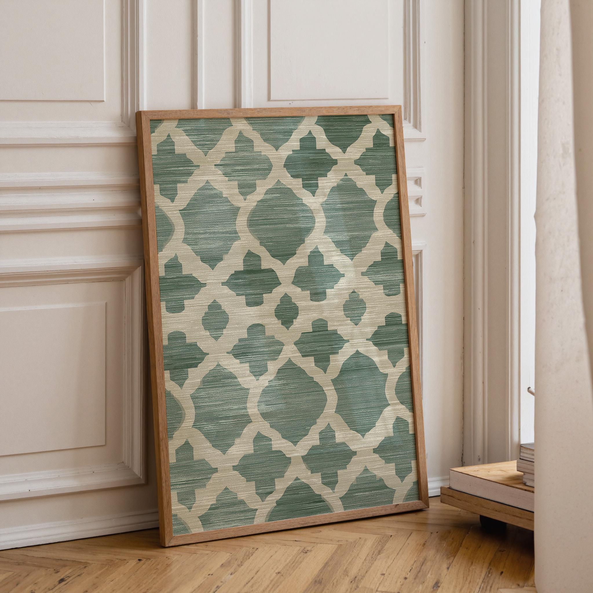Islamic Geometric Arabic Pattern Green Moroccan Style Wall Art by The Wall Art Studio