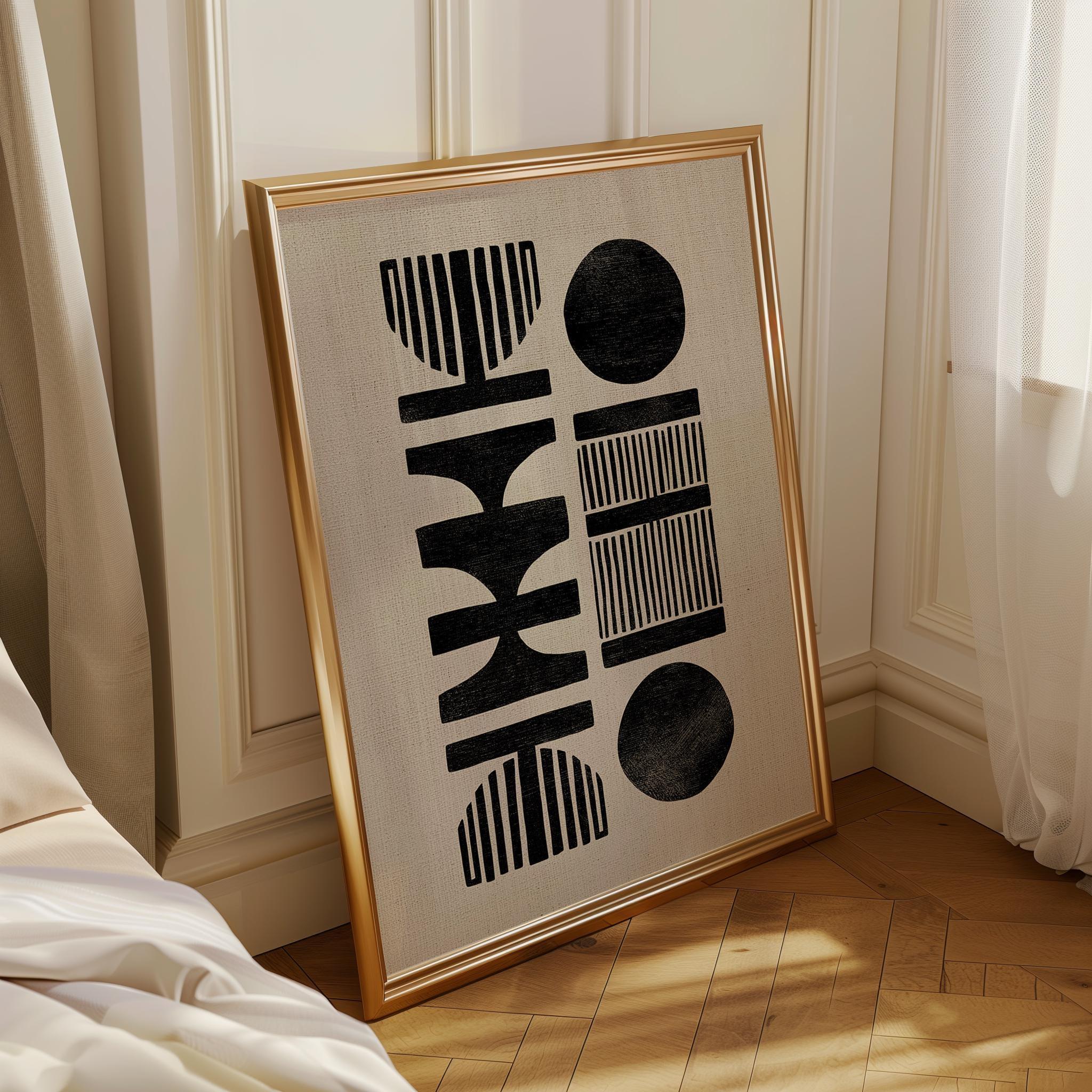 African Mudcloth Tribal Symbol Pattern Minimalist Ethnic Abstract Wall Art by The Wall Art Studio