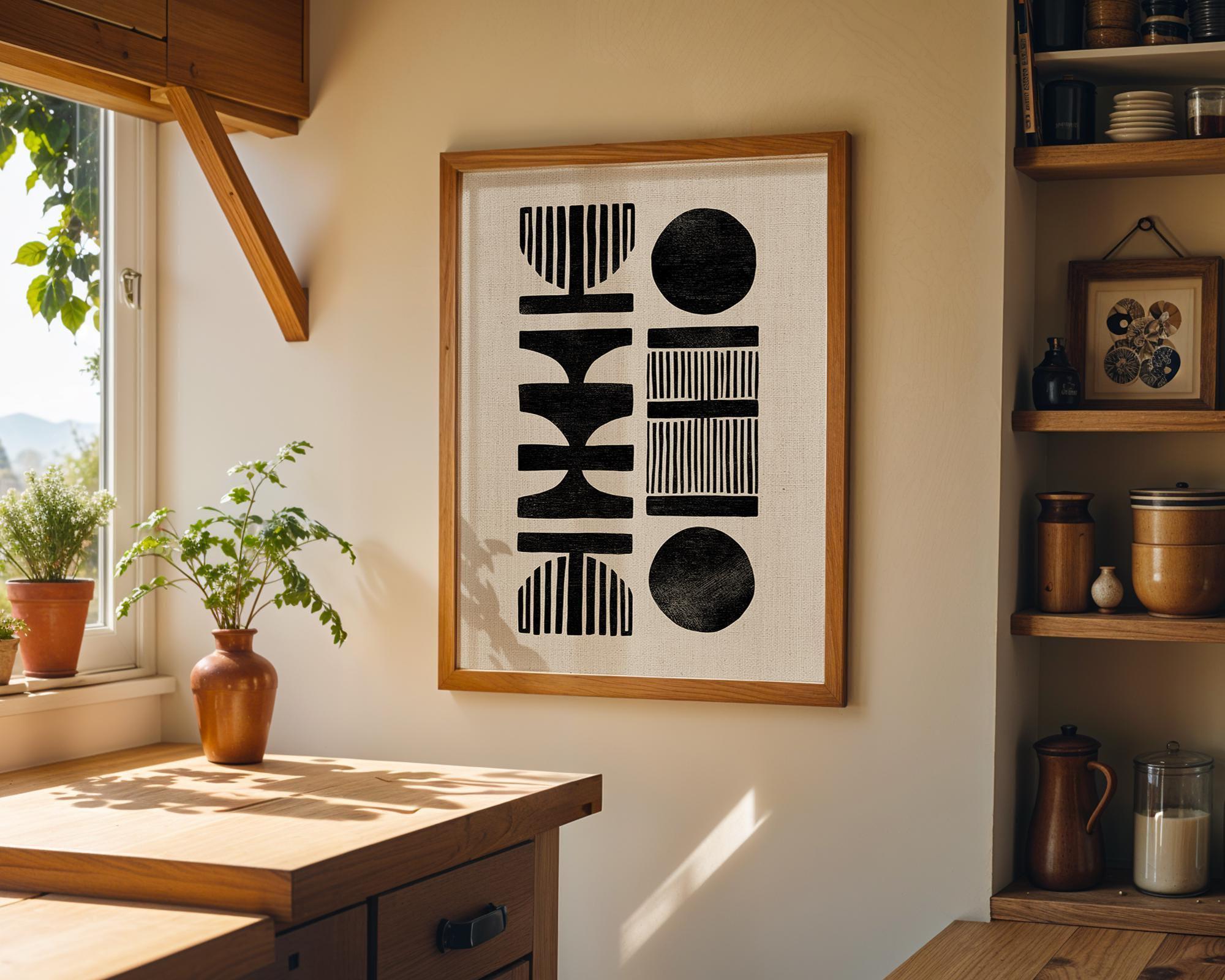 African Mudcloth Tribal Symbol Pattern Minimalist Ethnic Abstract Wall Art by The Wall Art Studio