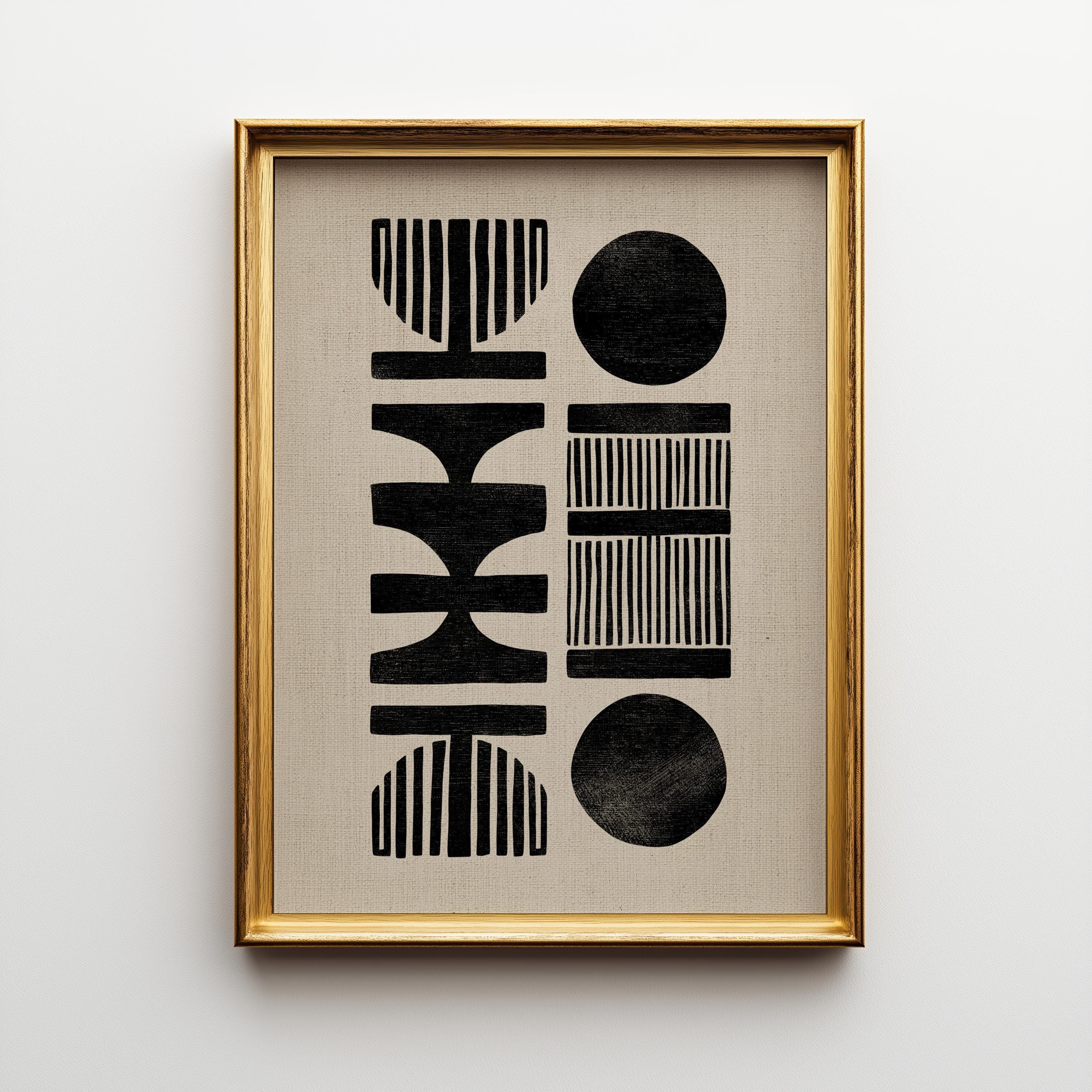 African Mudcloth Tribal Symbol Pattern Minimalist Ethnic Abstract Wall Art by The Wall Art Studio