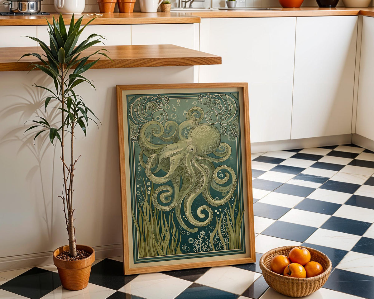 Octopus Coastal Ocean Nautical Sea Life Wall Art