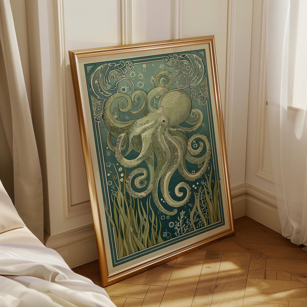 Octopus Coastal Ocean Nautical Sea Life Wall Art
