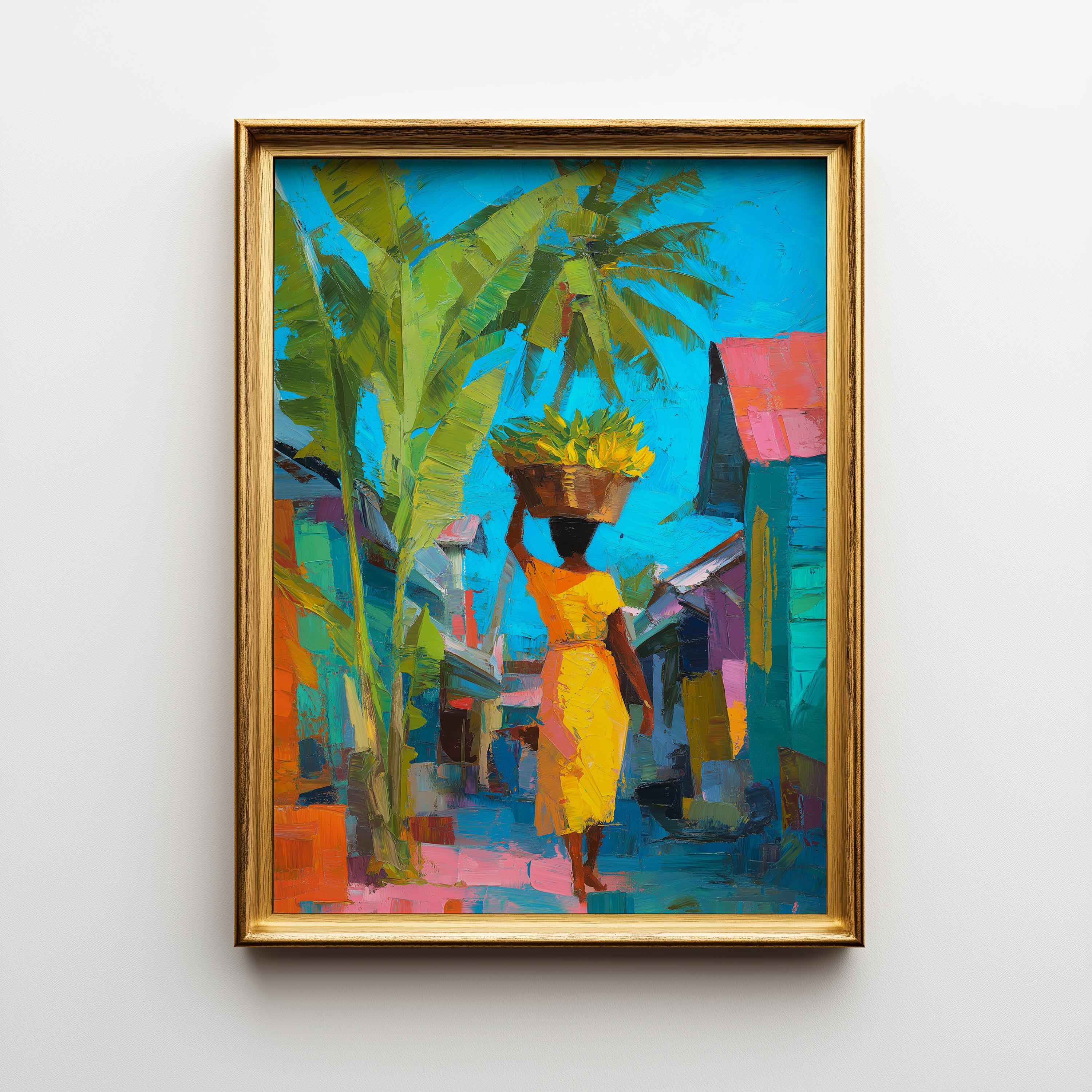 Tropical Street Scene Art Caribbean Coastal Summer Wall Art