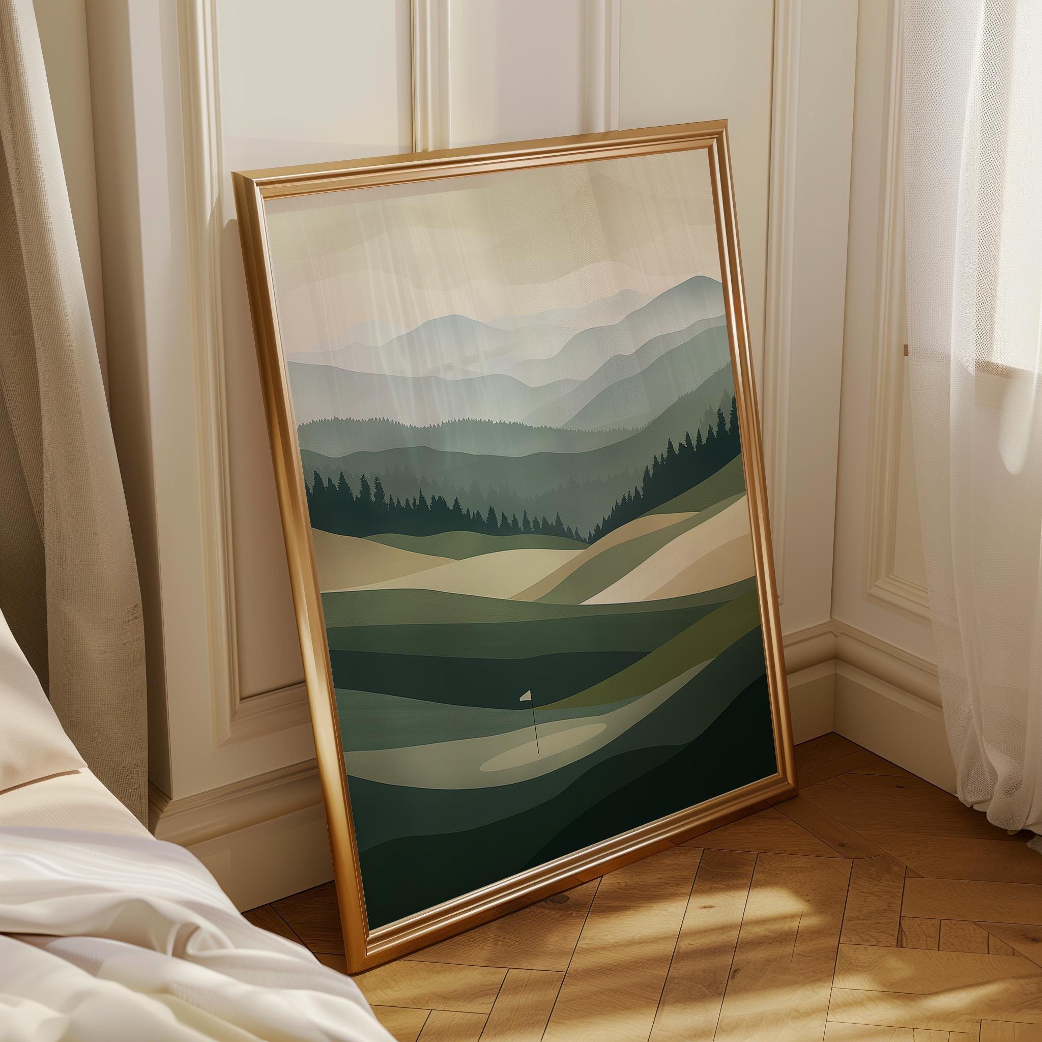 Minimalist Golf Modern Contemporary Golf Course Wall Art