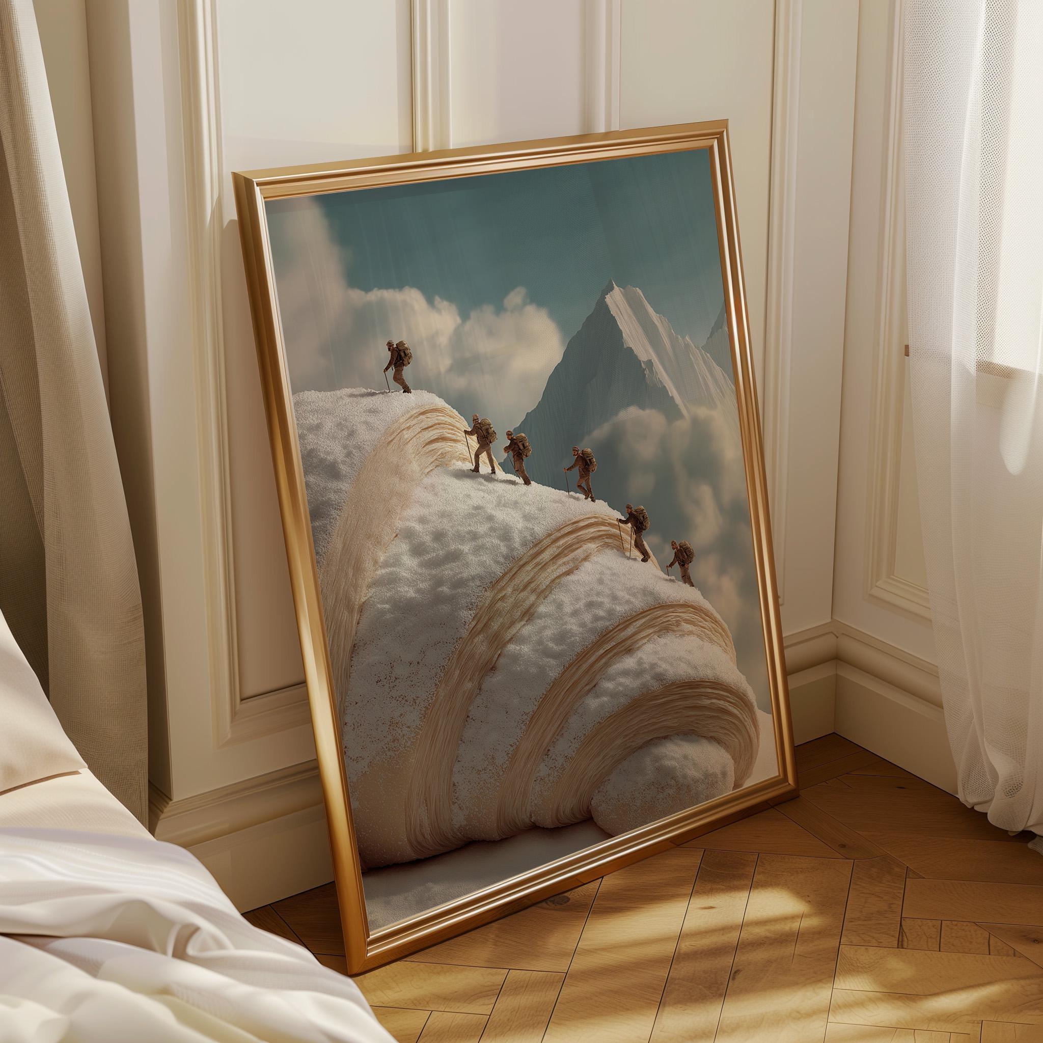 Surreal Croissant Mountain Whimsical Food Landscape Wall Art