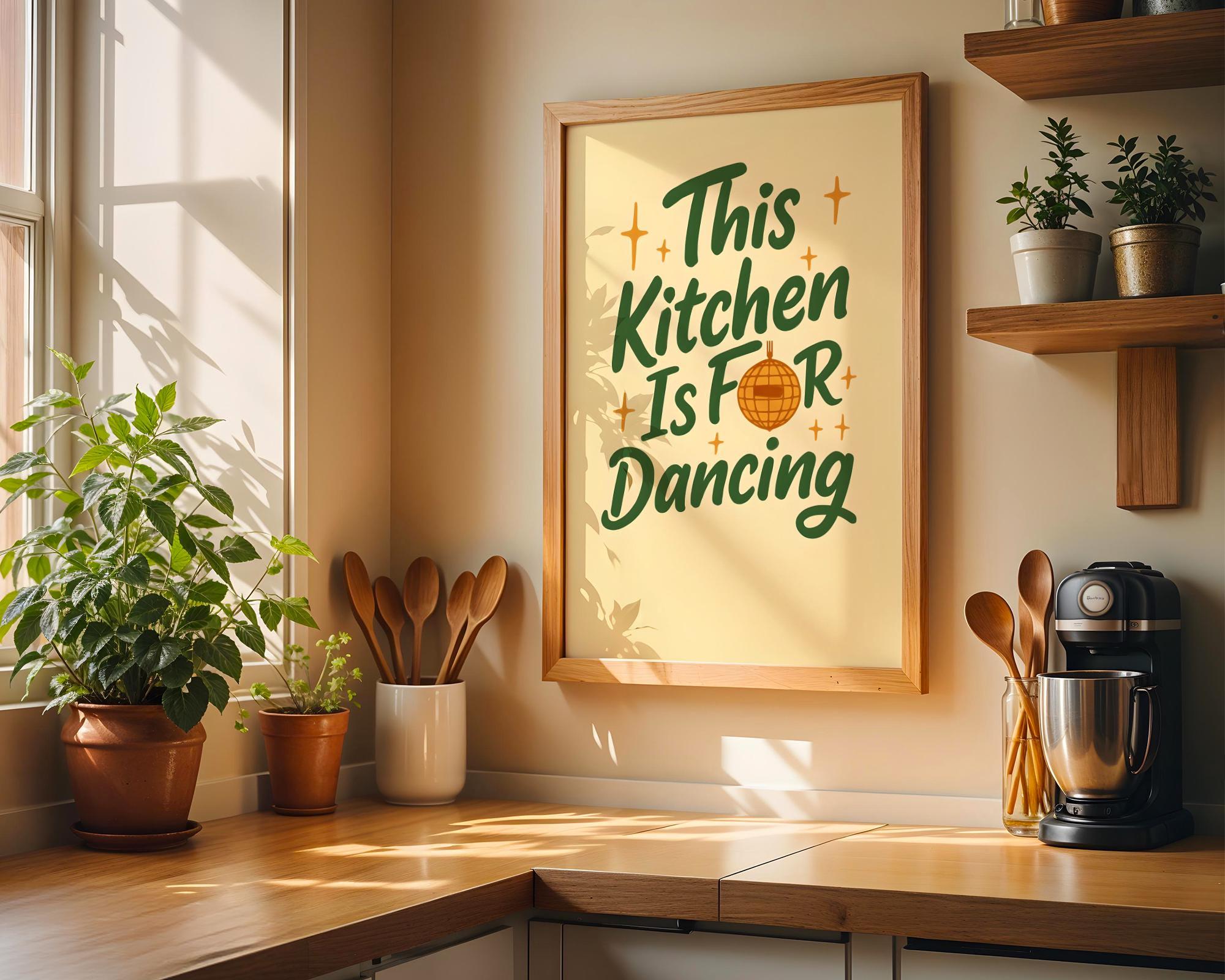 Green "This Kitchen is for Dancing" Kitchen Quote Wall Art by The Wall Art Studio - physical