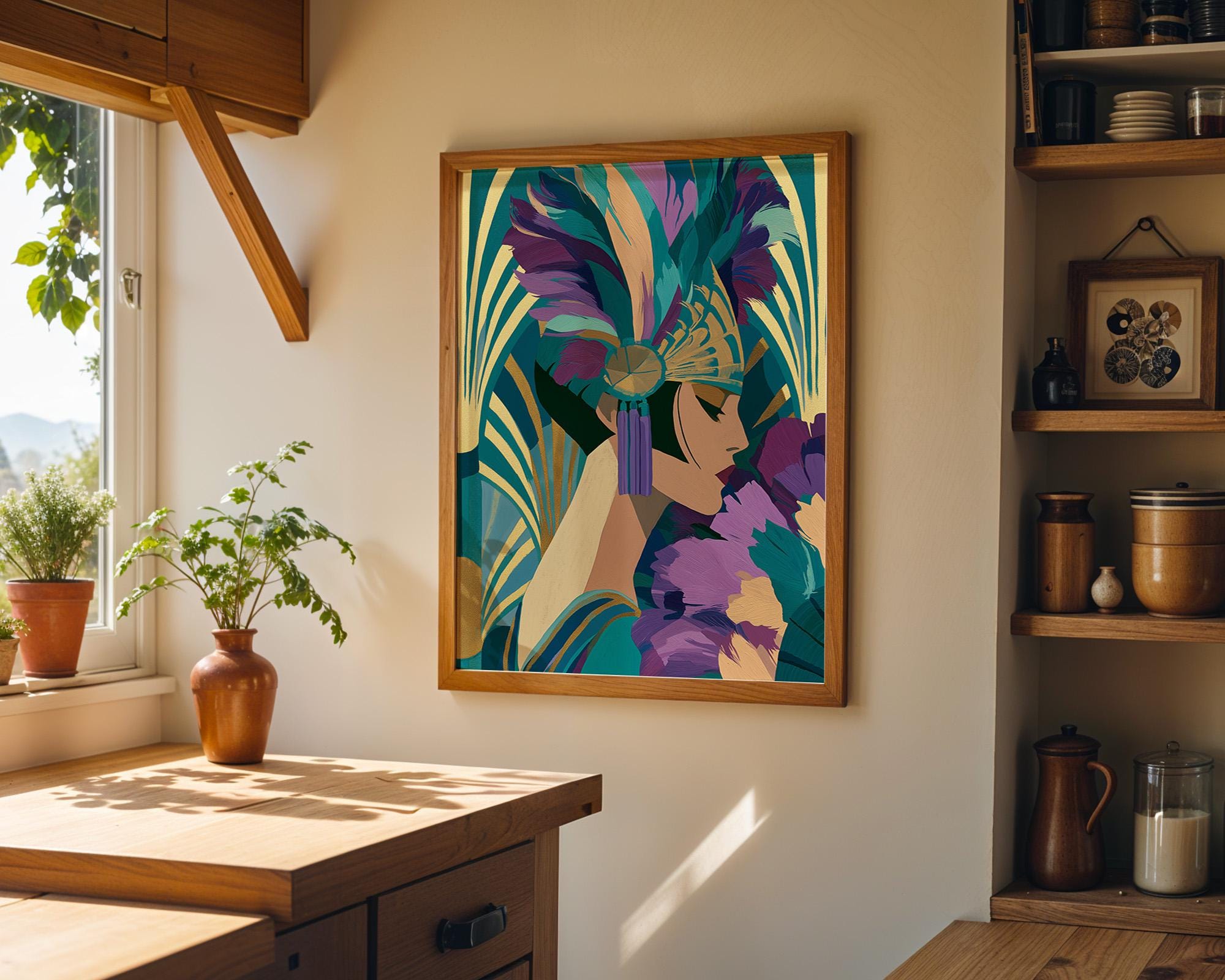 Art Deco Flapper Lady Neo Deco Portrait Roaring Twenties Wall Art by The Wall Art Studio