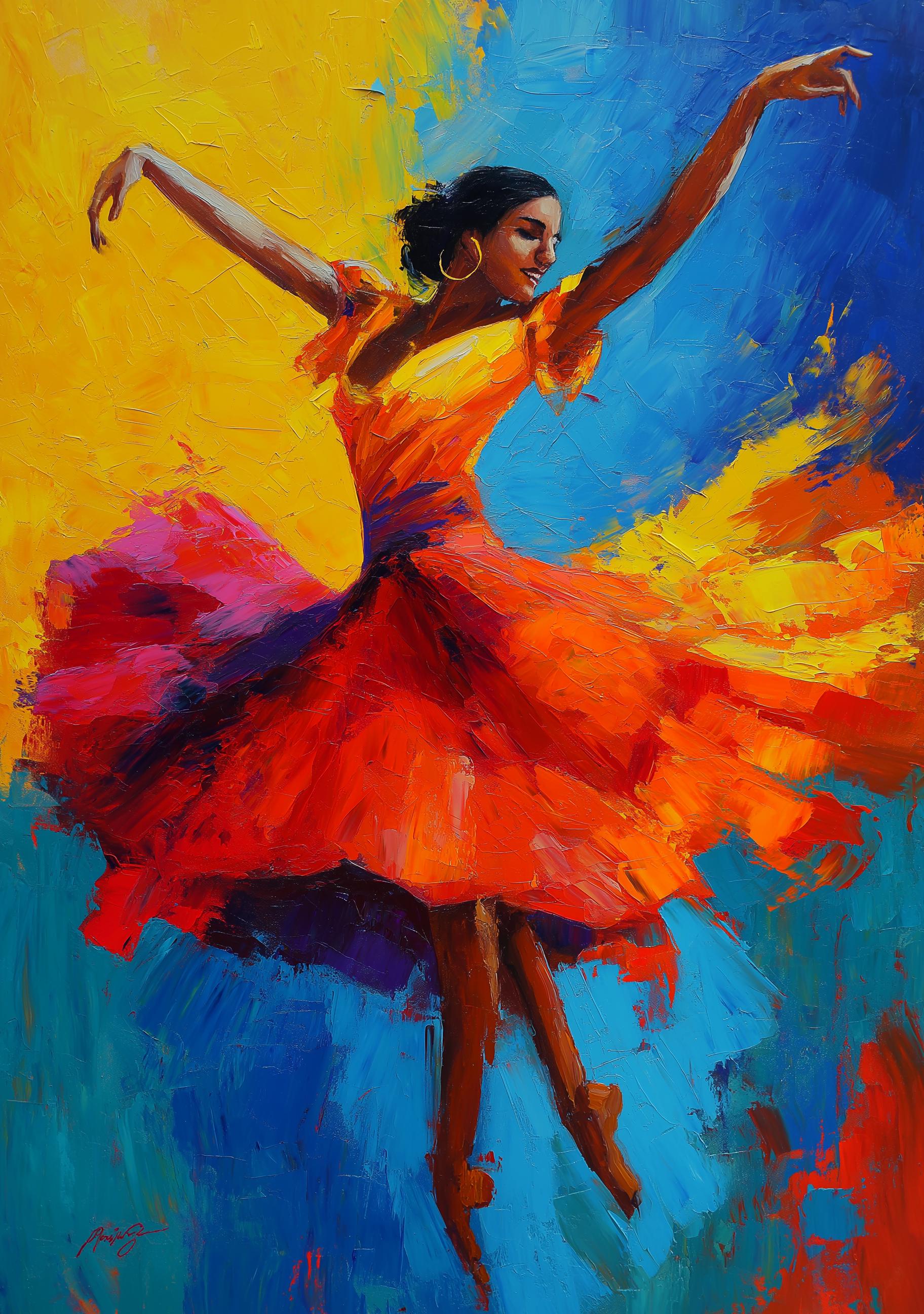 Puerto Rican Dancer Flamenco Latin Boho Wall Art by The Wall Art Studio