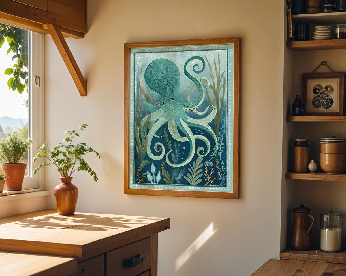 Octopus Coastal Ocean Nautical Sea Life Wall Art