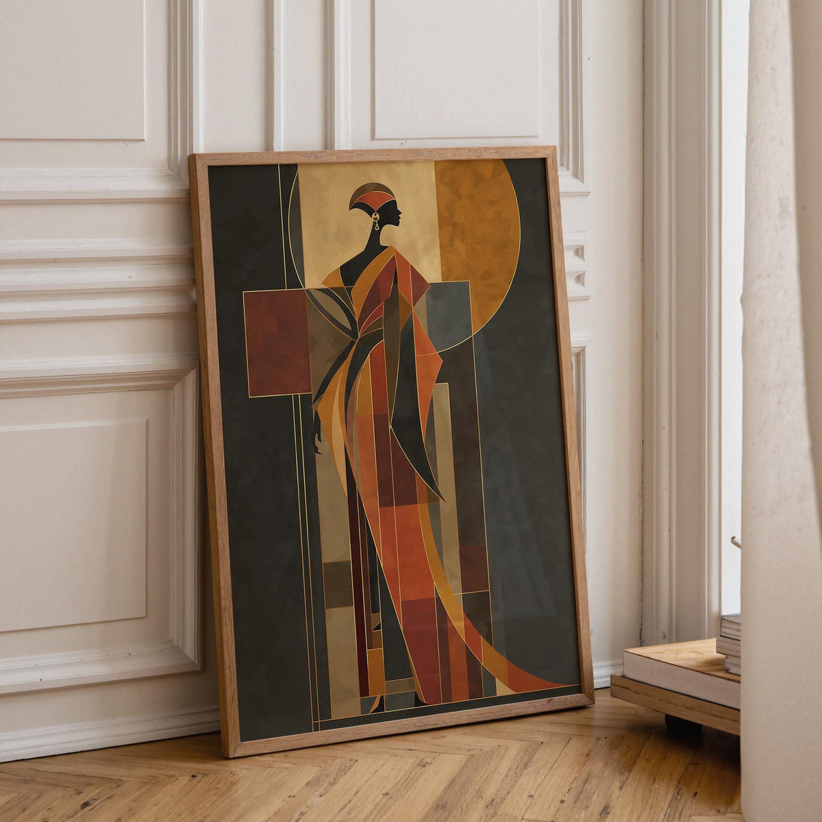 Art Deco Woman Elegant Fashion Geometric Figure Vintage Wall Art