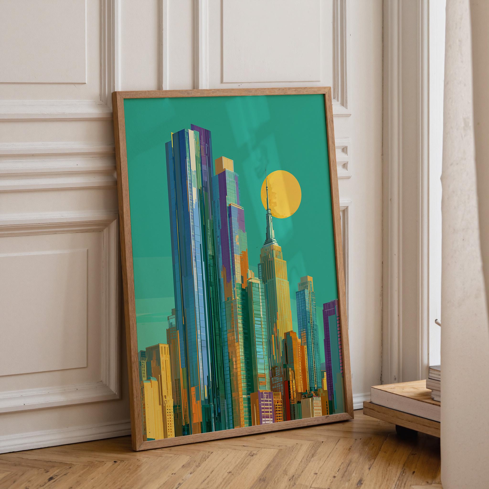 Art Deco Cityscape New York Skyline Wall Art by The Wall Art Studio