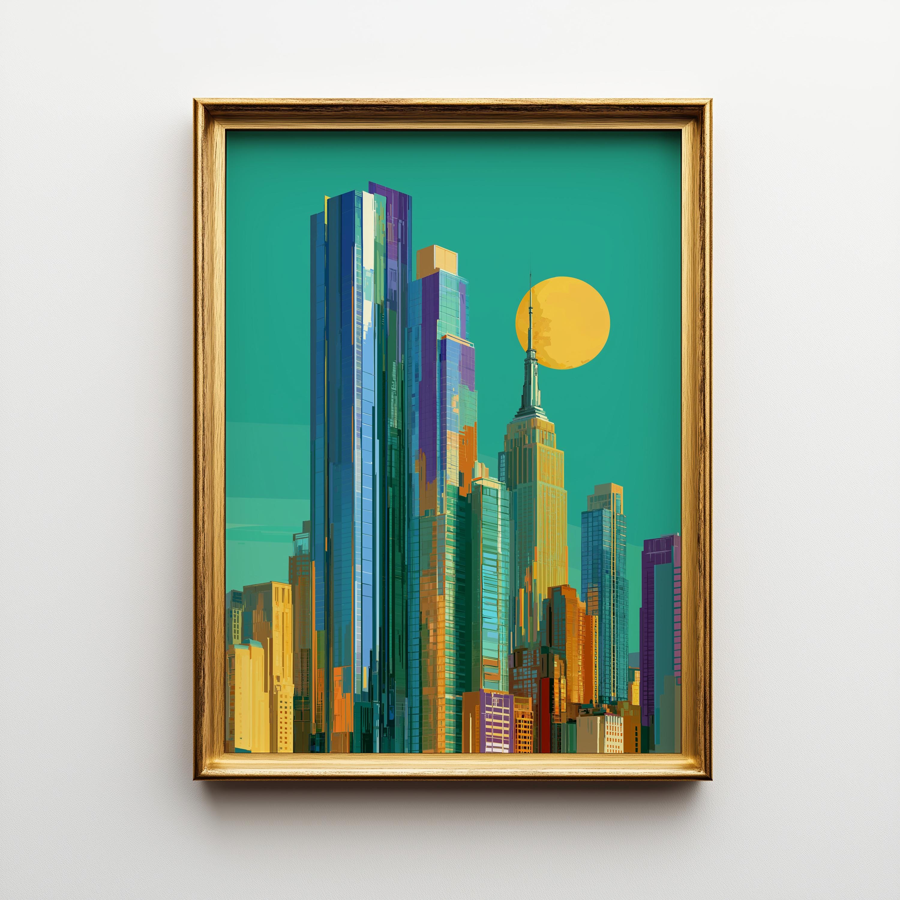 Art Deco Cityscape New York Skyline Wall Art by The Wall Art Studio