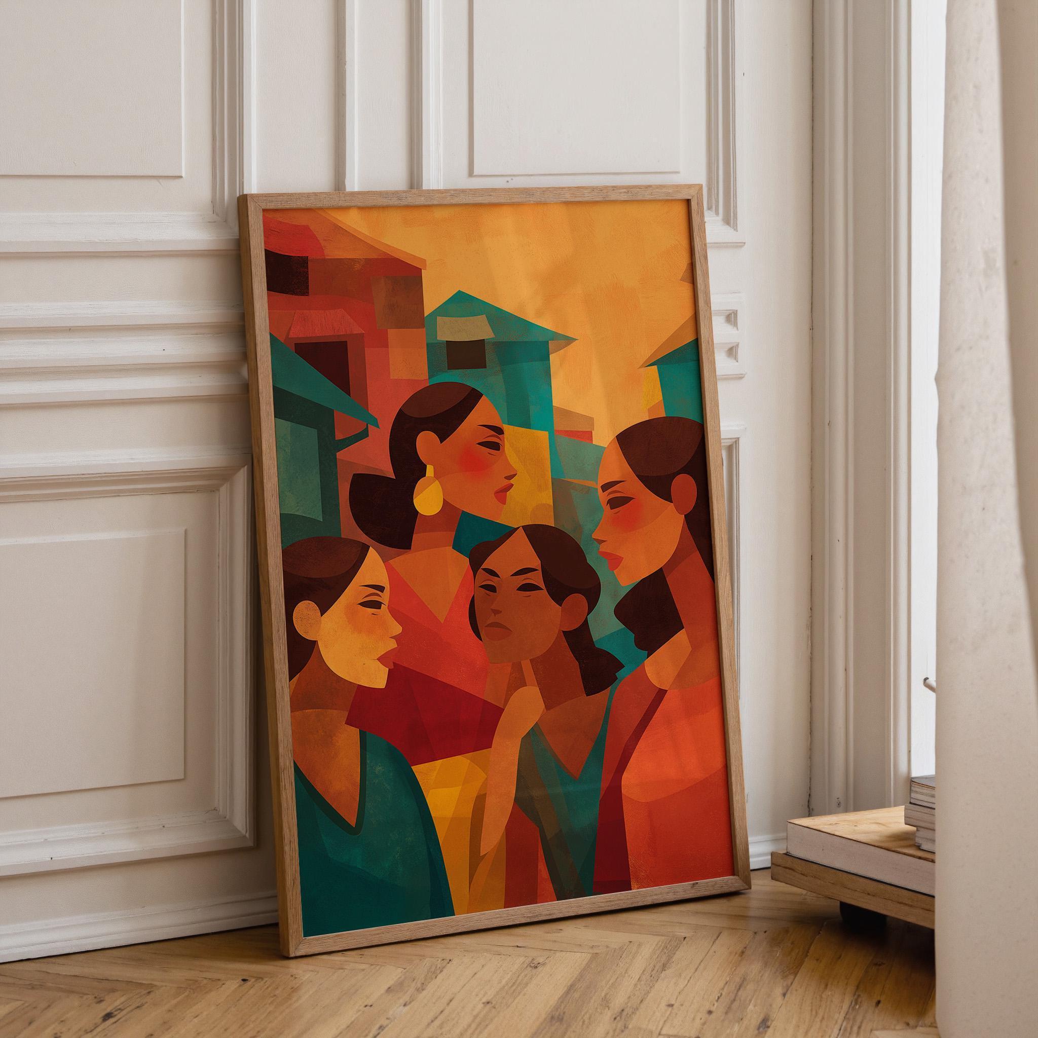 Contemporary Feminist Abstract Women Bold Colour Latina Inspired Wall Art, by The Wall Art Studio