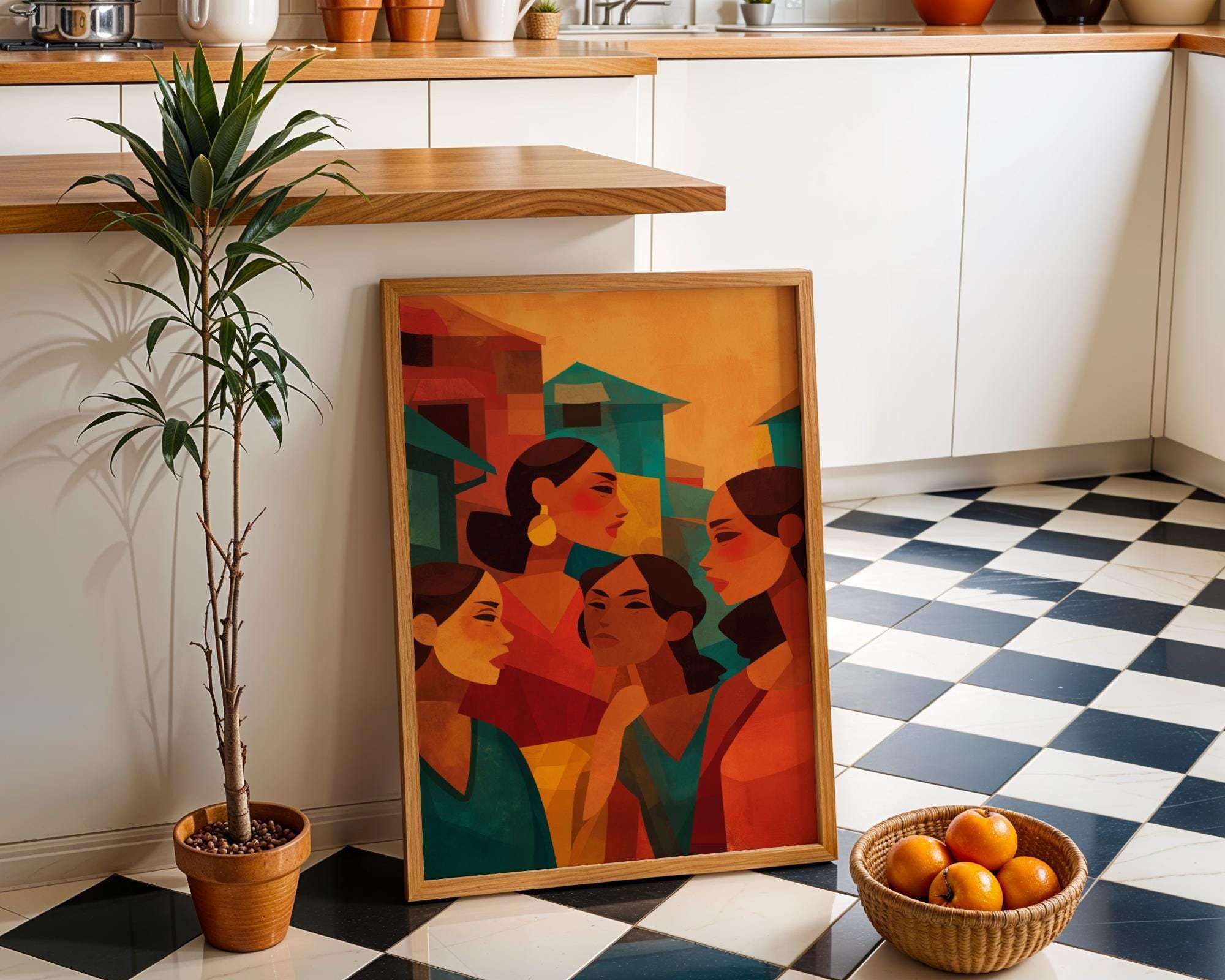 Contemporary Feminist Abstract Women Bold Colour Latina Inspired Wall Art, by The Wall Art Studio