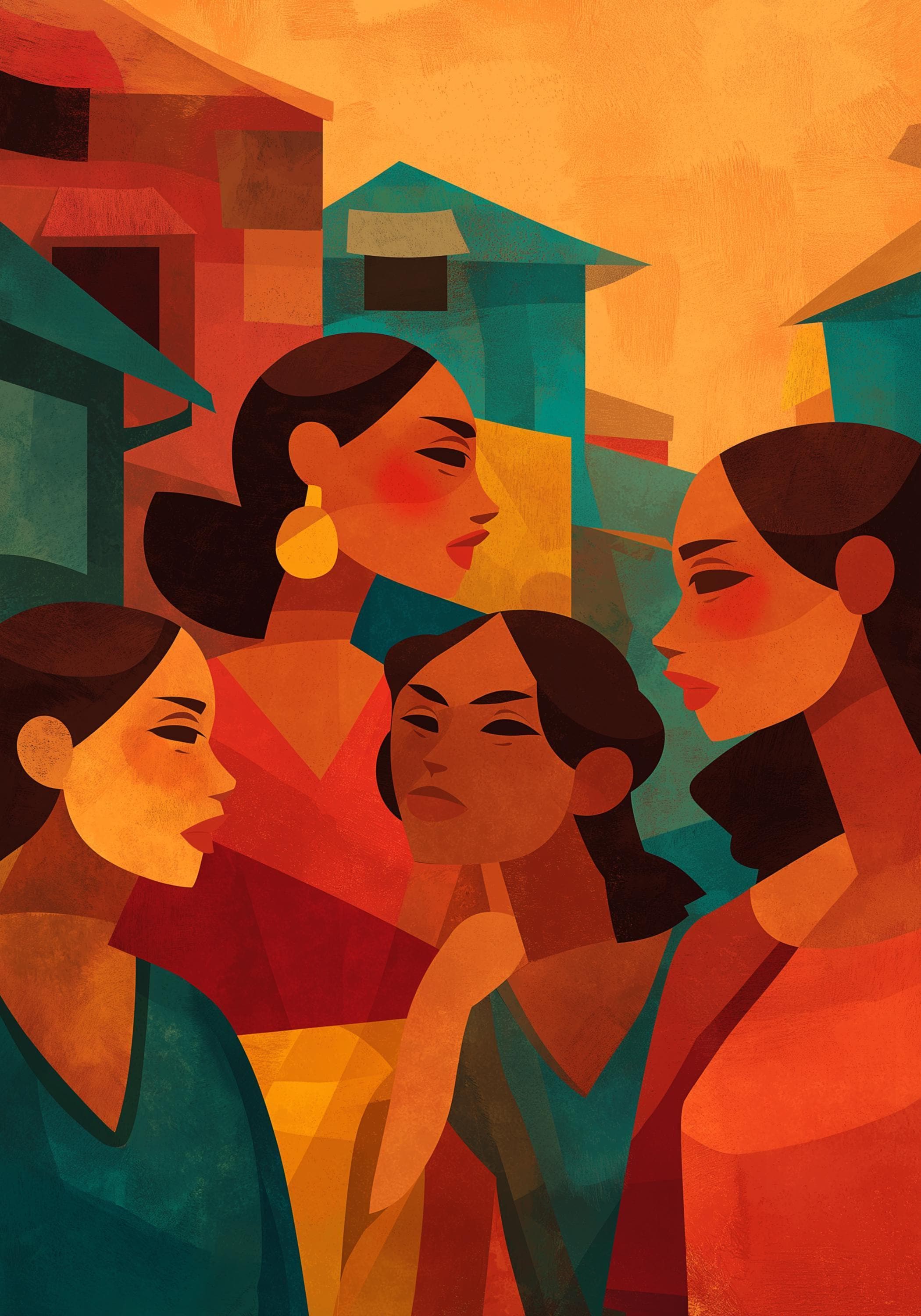 Contemporary Feminist Abstract Women Bold Colour Latina Inspired Wall Art, by The Wall Art Studio