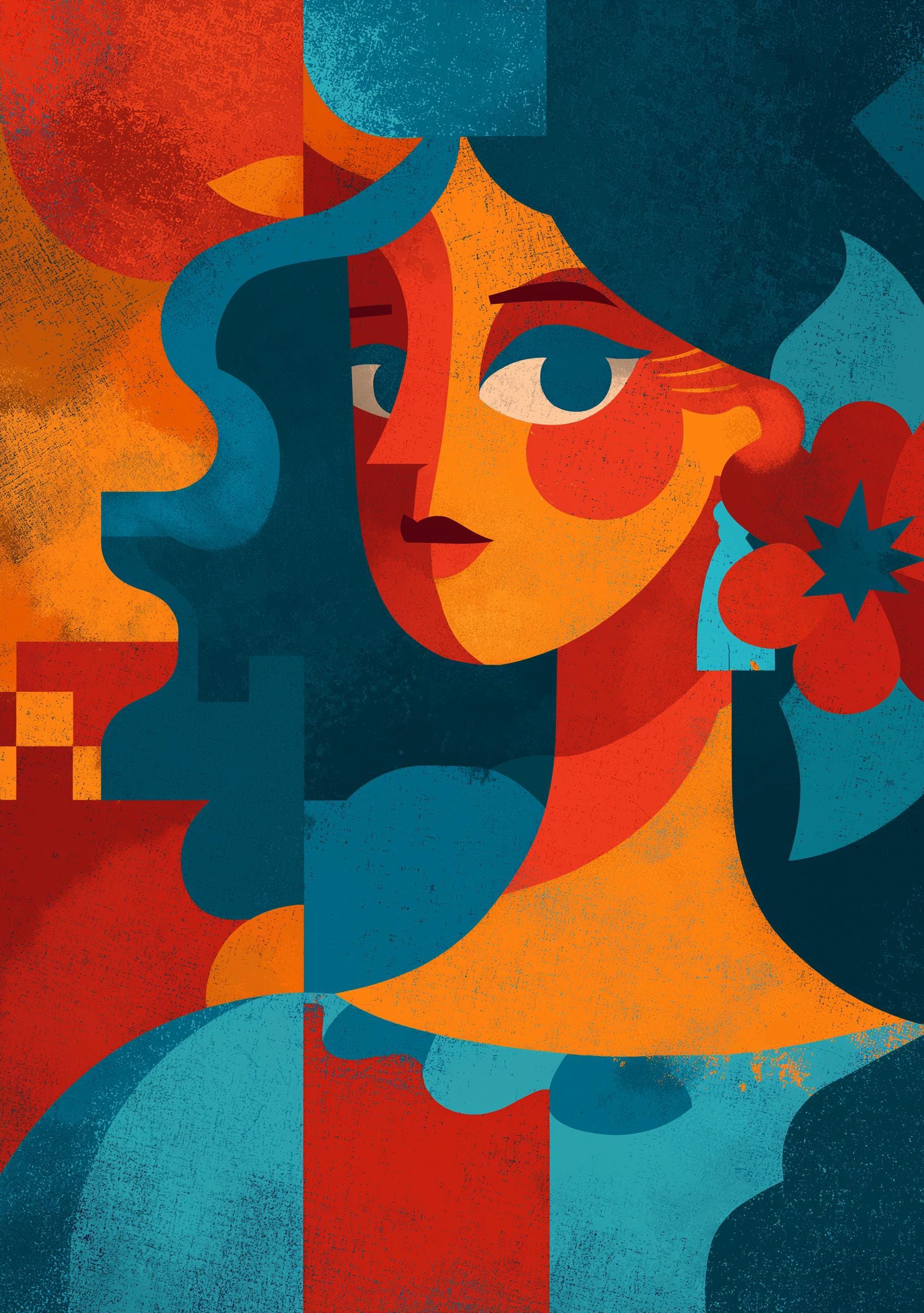 Hispanic-Inspired Feminist Portrait Bold Latin Colour Wall Art by The Wall Art Studio