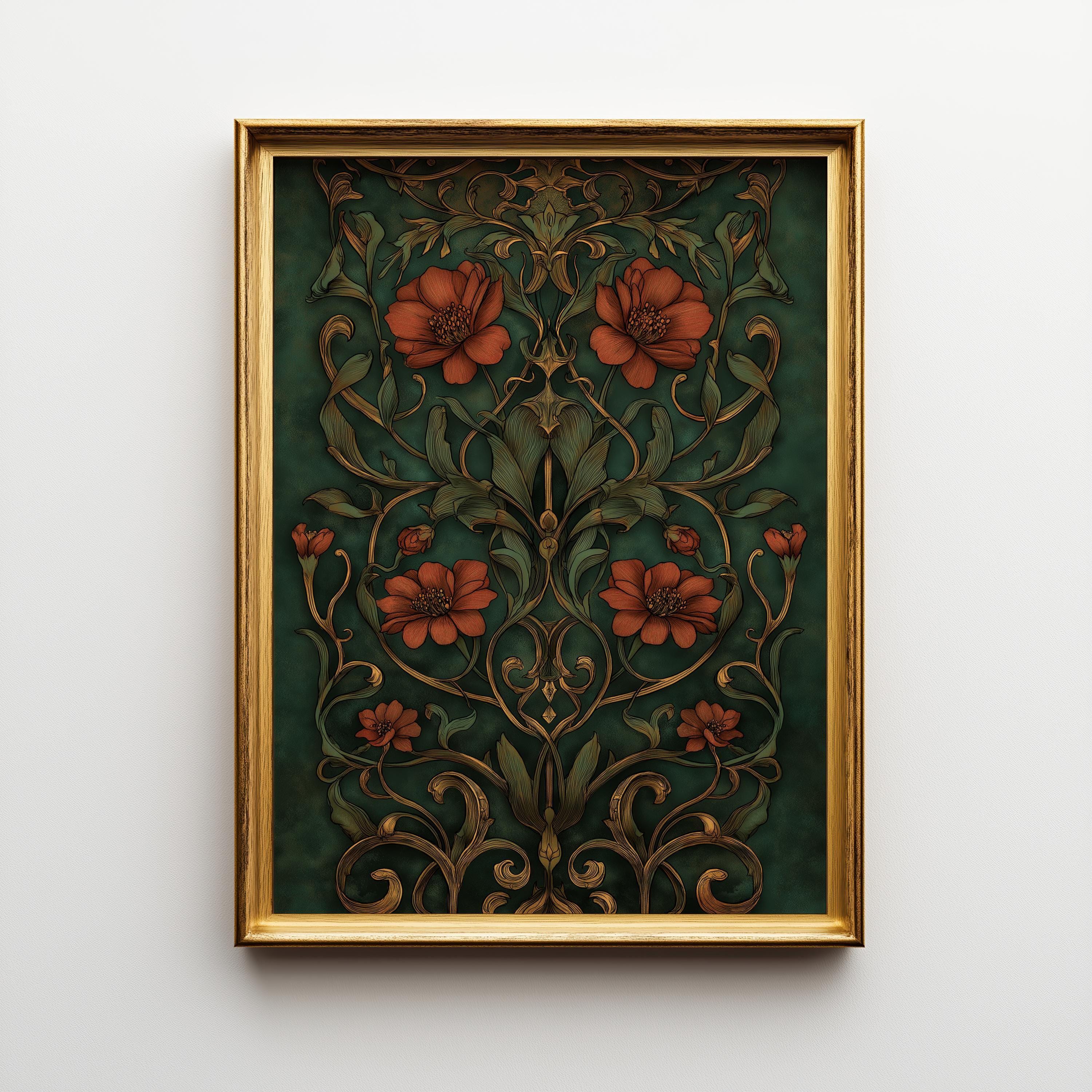 Art Nouveau William Morris Style Thistle Floral Wall Art