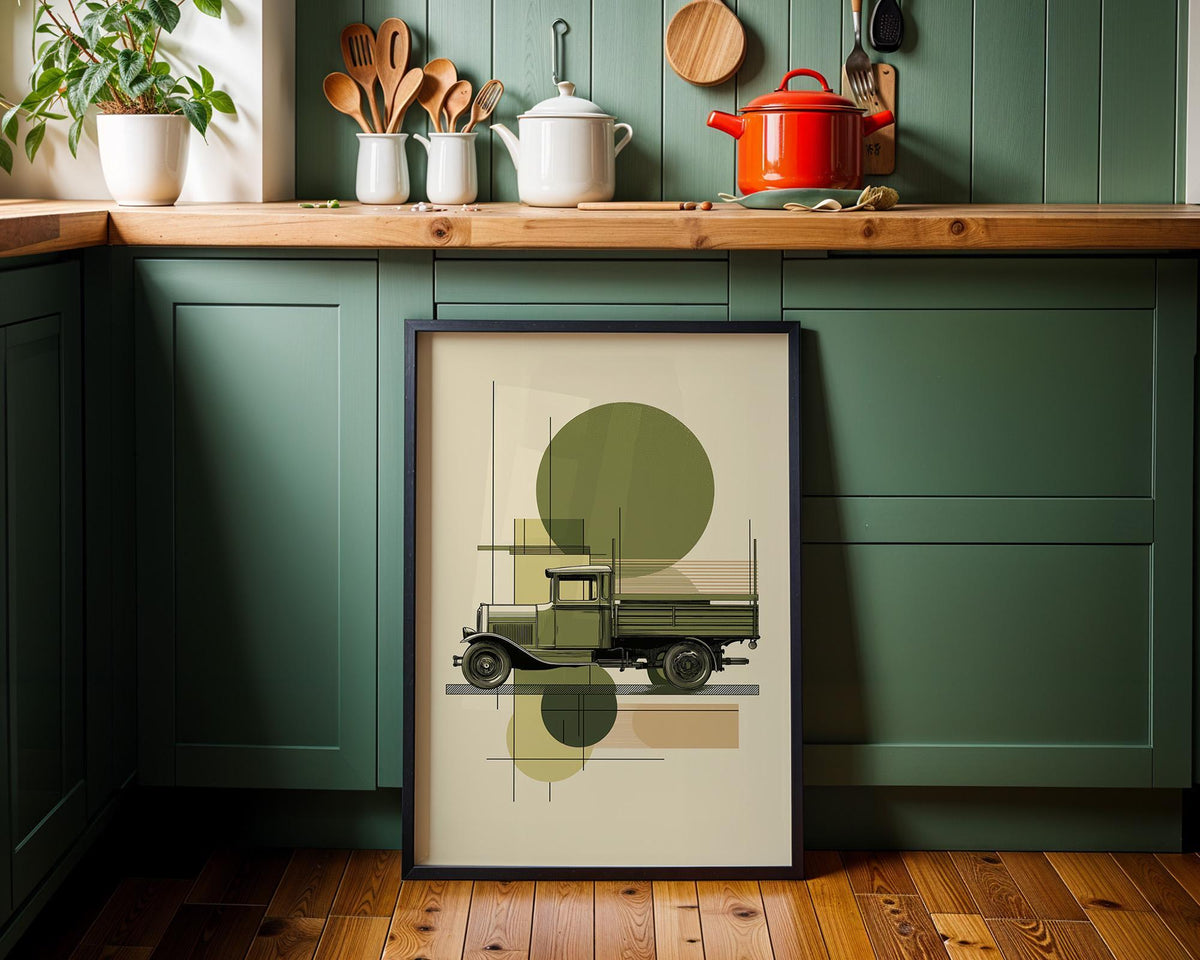 Vintage Military Truck Army Vehicle Illustration Wall Art by The Wall Art Studio