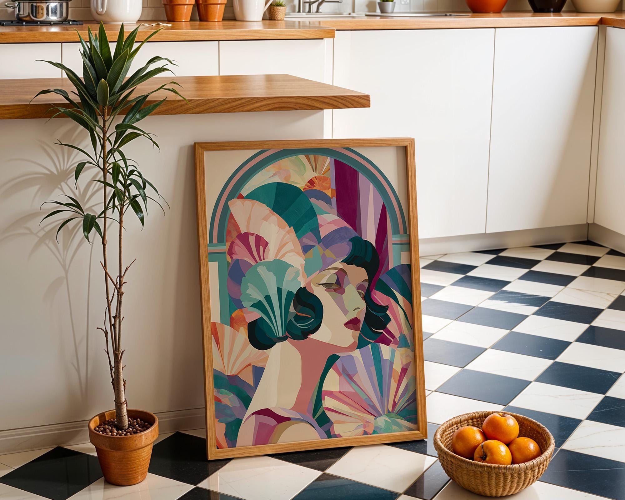 Art Deco Lady Vintage Glamour Wall Art by The Wall Art Studio