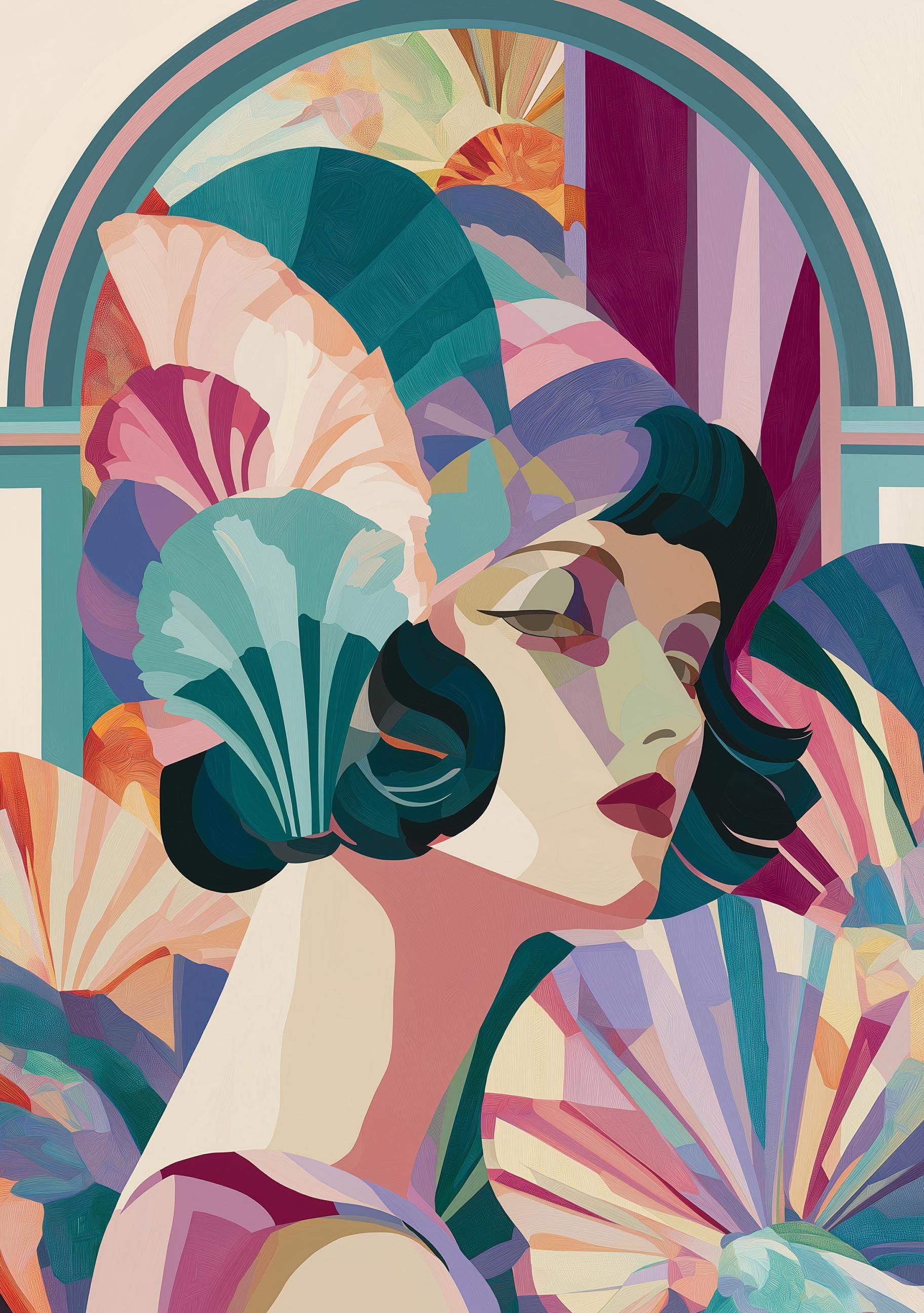 Art Deco Lady Vintage Glamour Wall Art by The Wall Art Studio