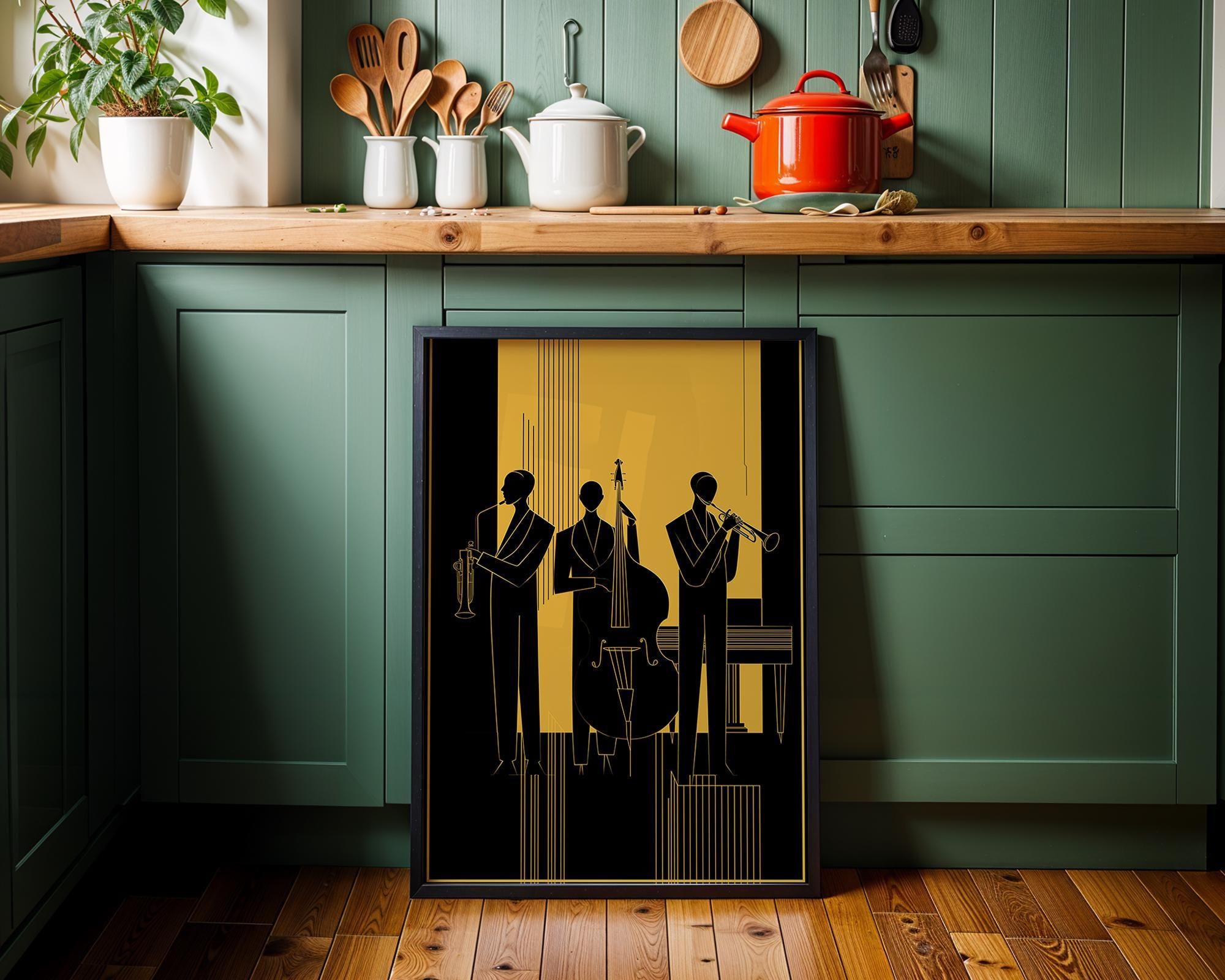 Art Deco Jazz Band Black & Gold Music Vintage Style Wall Art by The Wall Art Studio