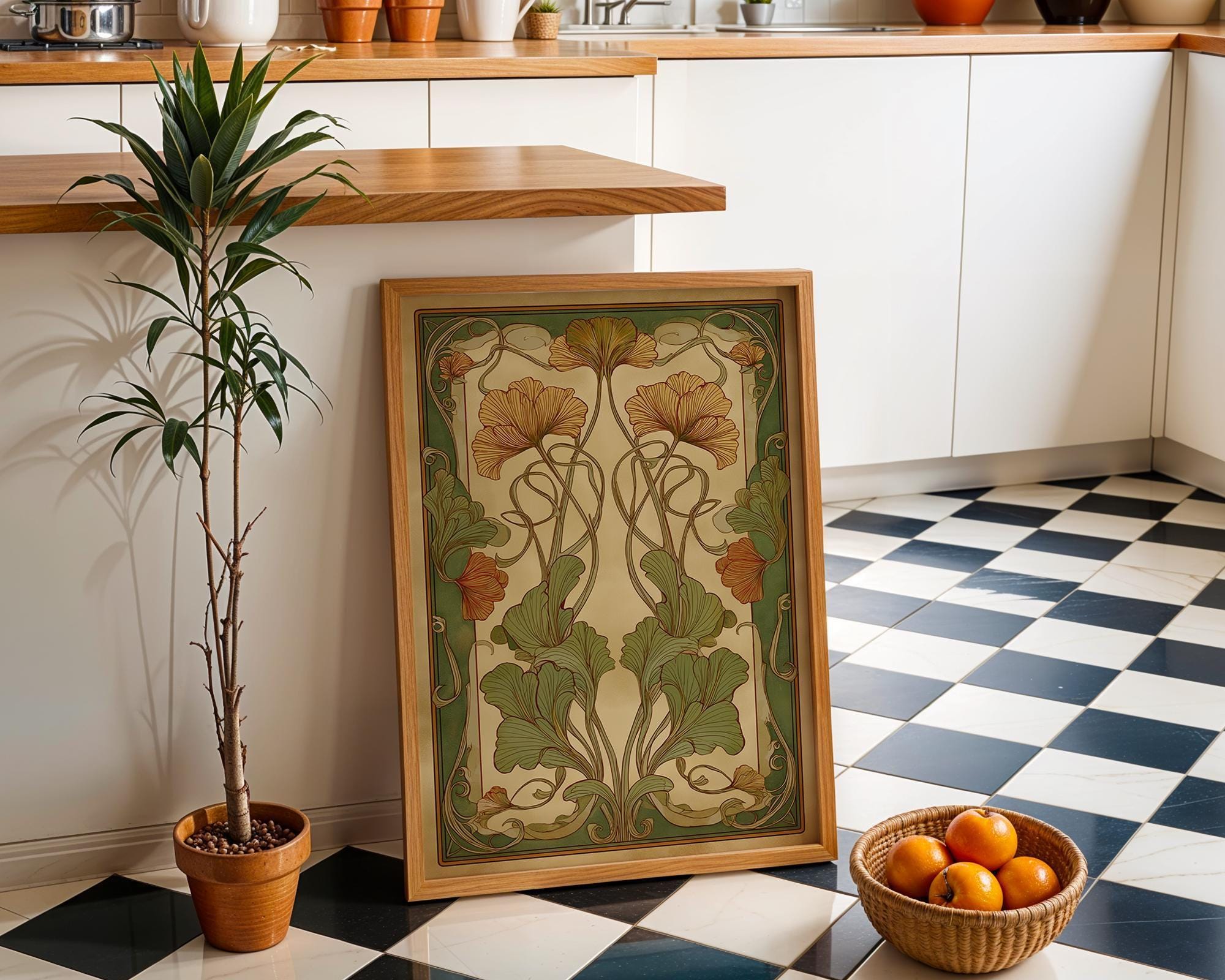 Art Nouveau Thistle William Morris Style Floral Vintage Botanical Wall Art by The Wall Art Studio