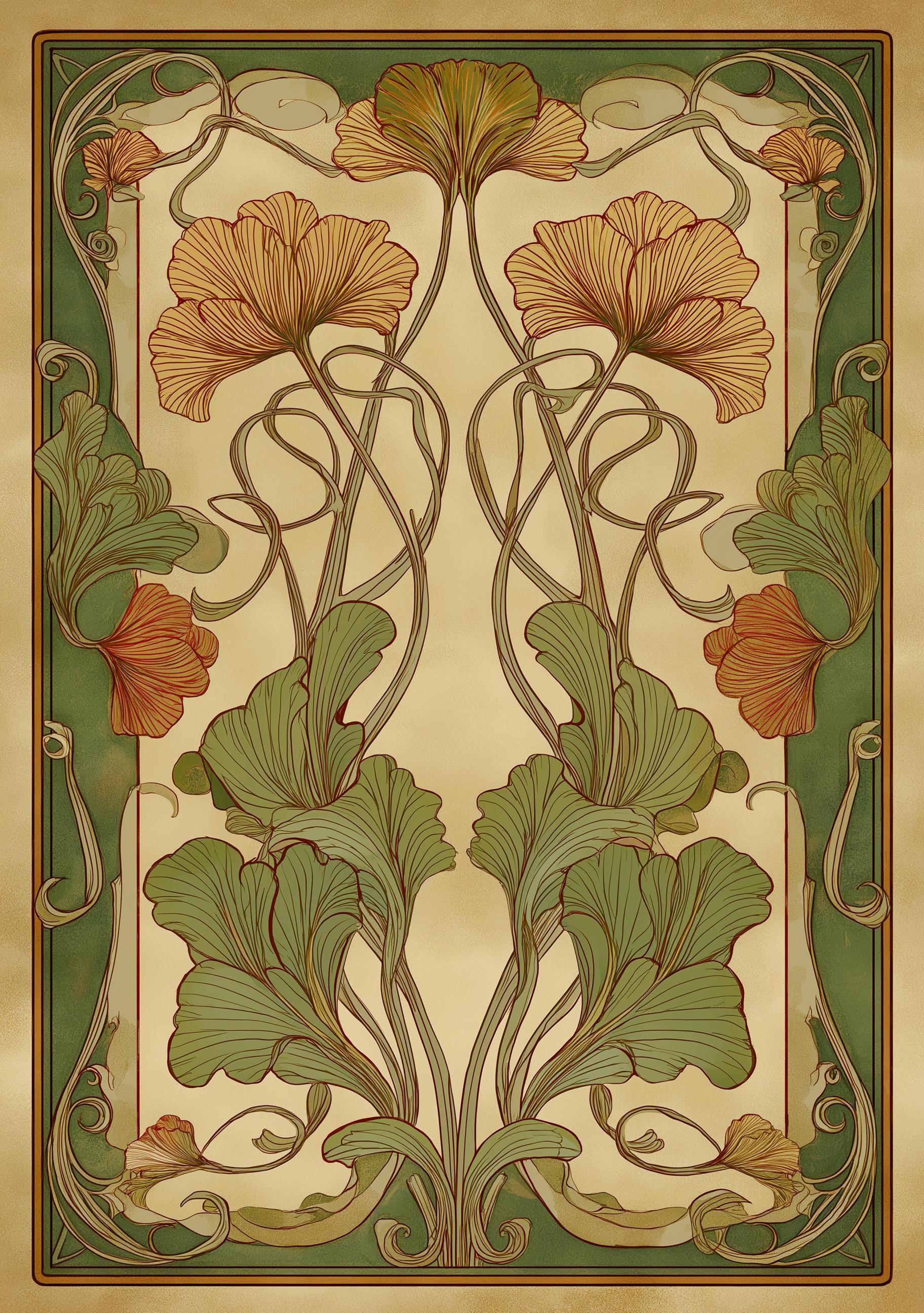 Art Nouveau Thistle William Morris Style Floral Vintage Botanical Wall Art by The Wall Art Studio