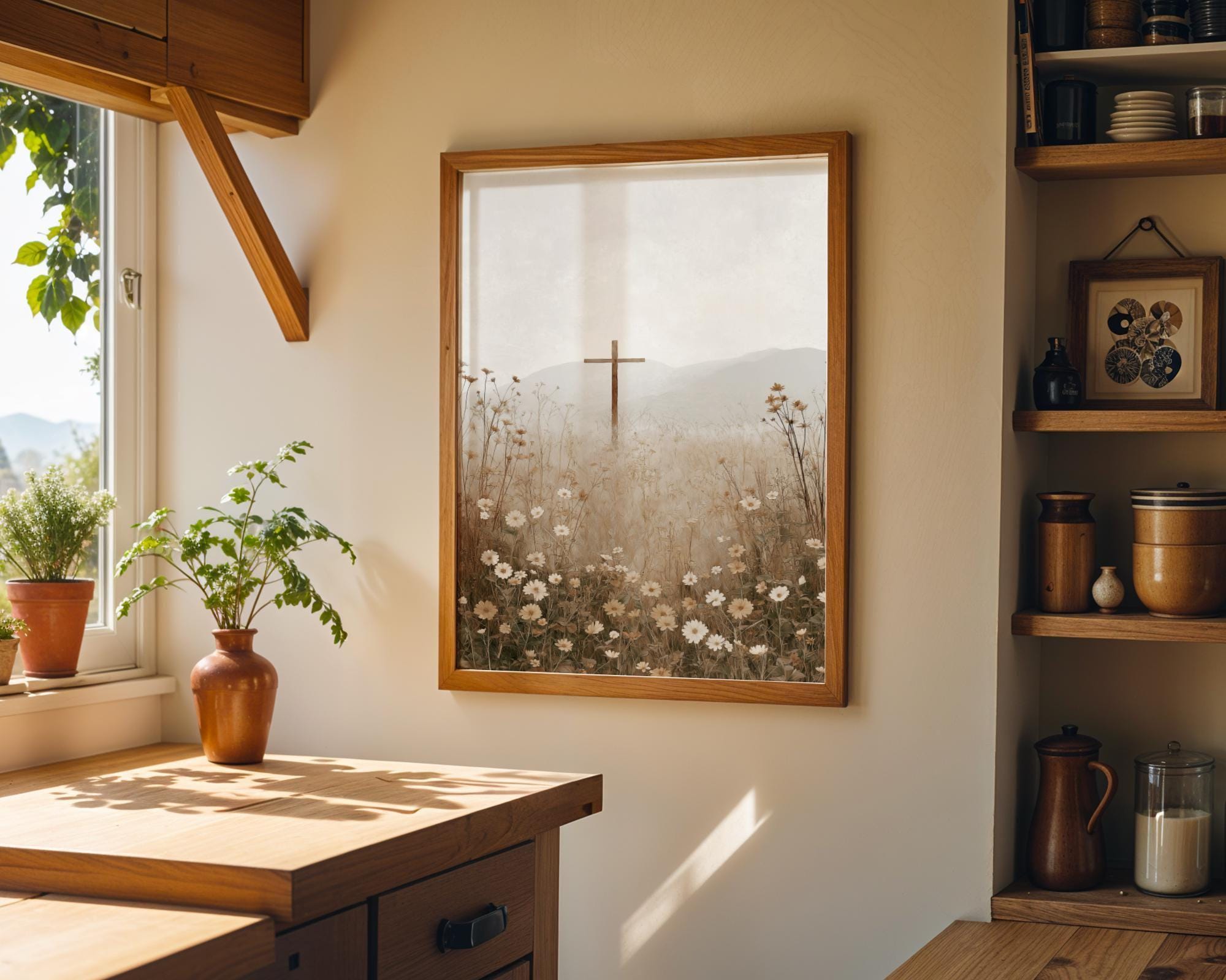 Christian Cross Minimalist Religious Wall Art by The Wall Art Studio