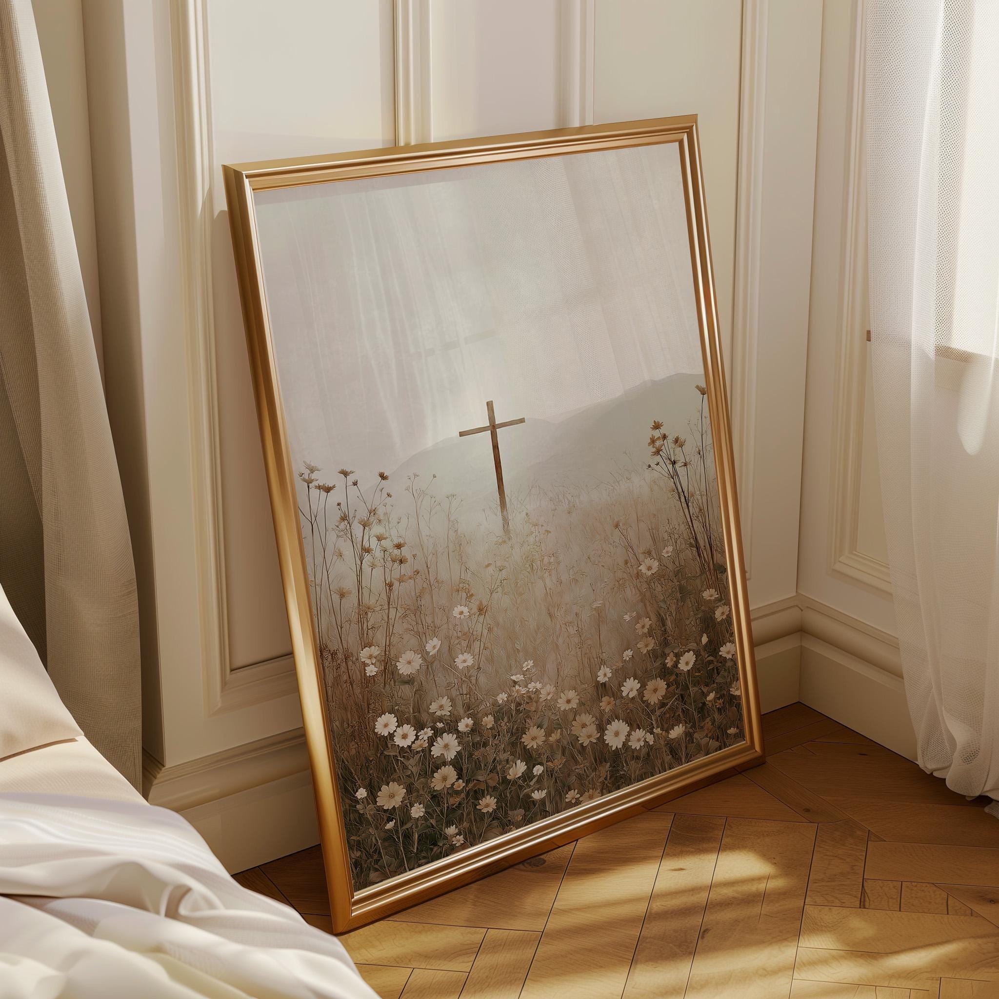 Christian Cross Minimalist Religious Wall Art by The Wall Art Studio