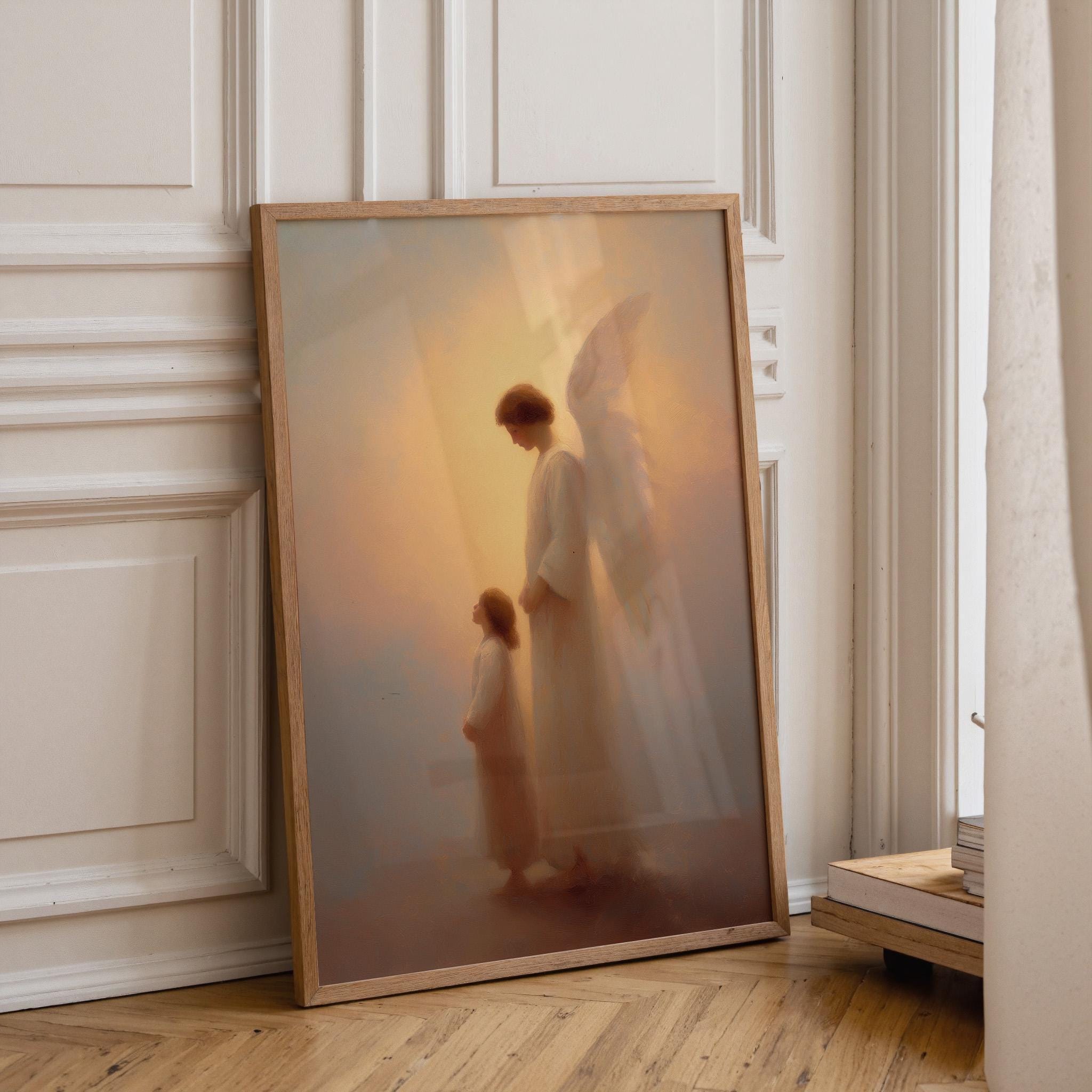 Guardian Angel Christian Spiritual Religious Wall Art by The Wall Art Studio