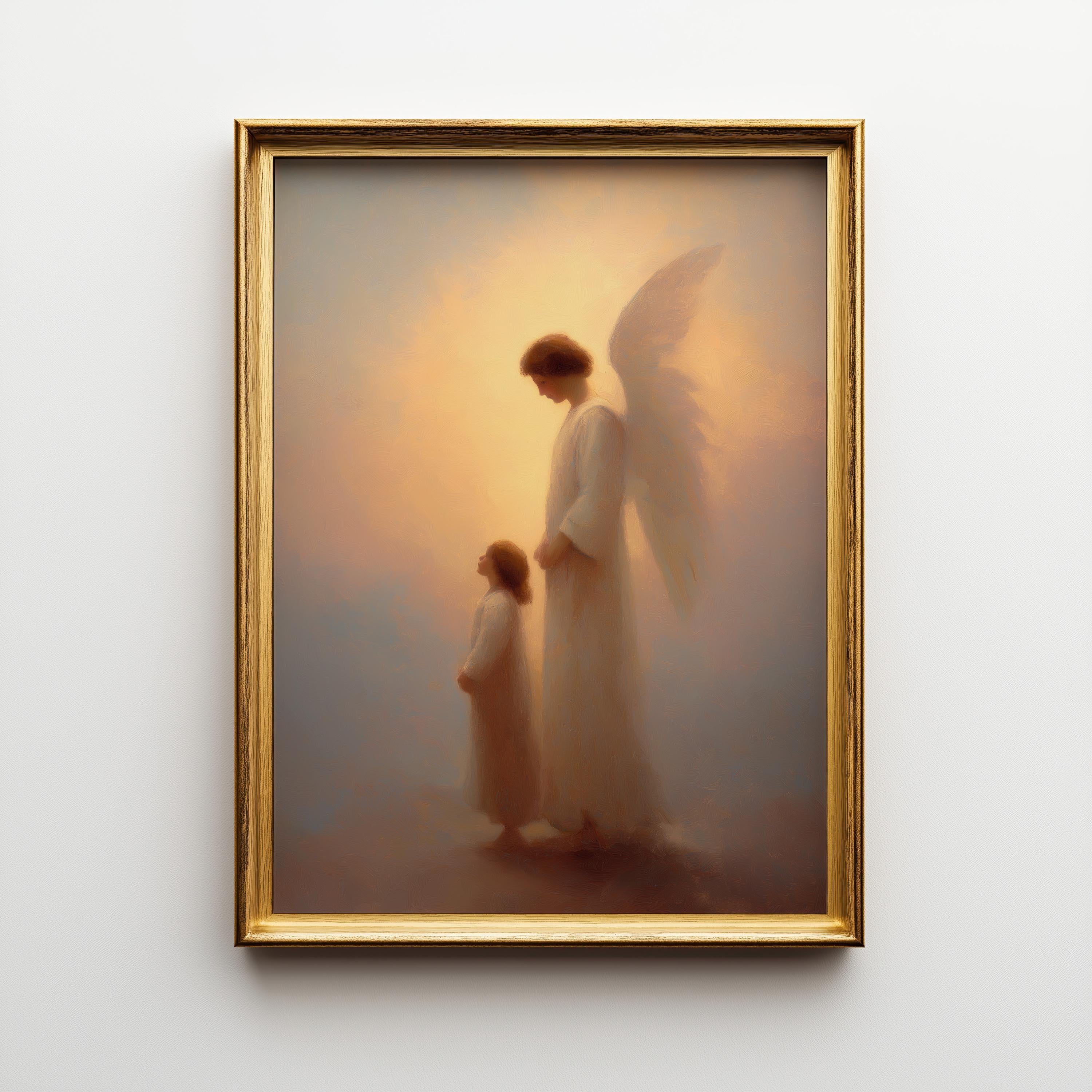 Guardian Angel Christian Spiritual Religious Wall Art by The Wall Art Studio