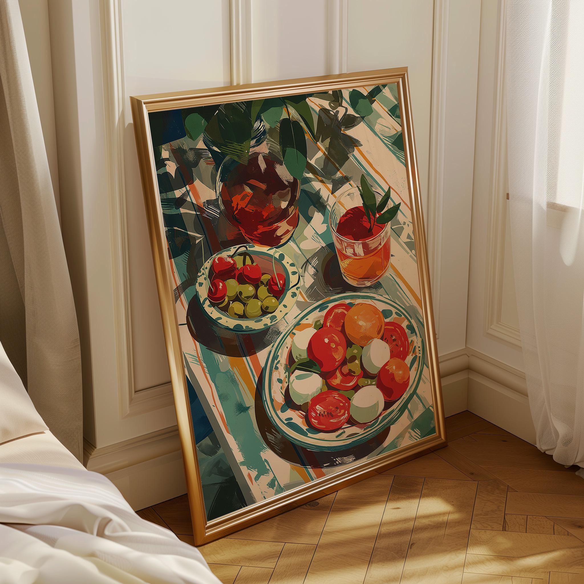 Mediterranean Kitchen Tomato & Mozzarella Italian Food Wall Art