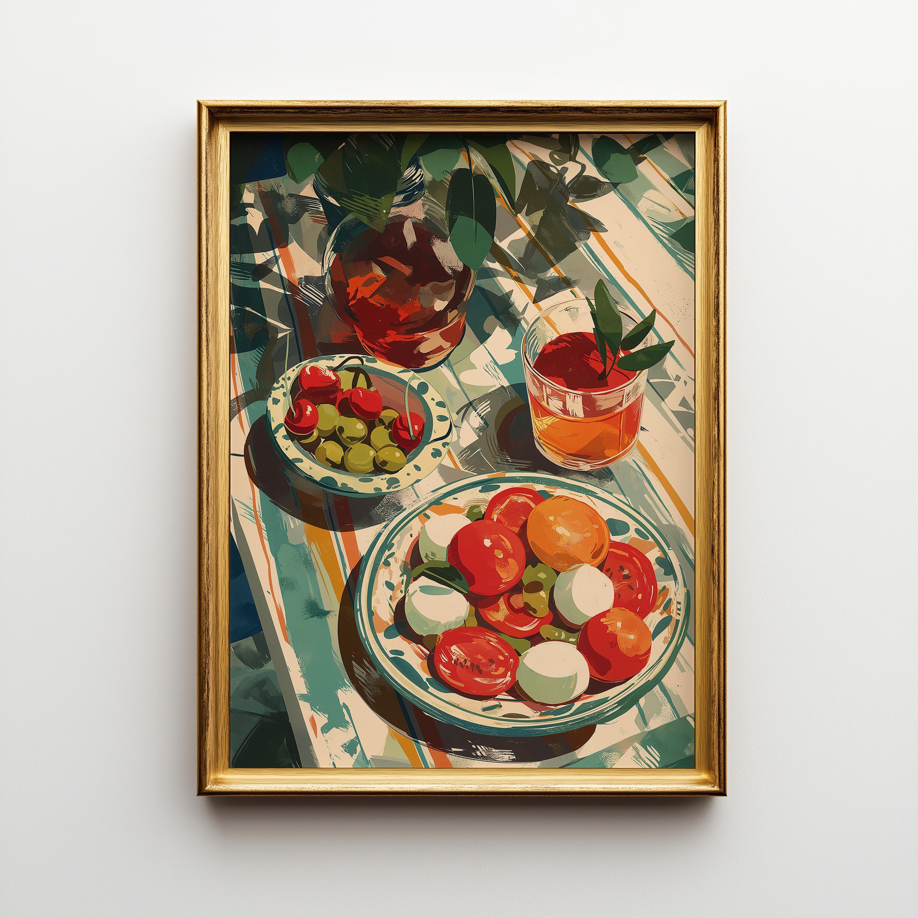 Mediterranean Kitchen Tomato & Mozzarella Italian Food Wall Art