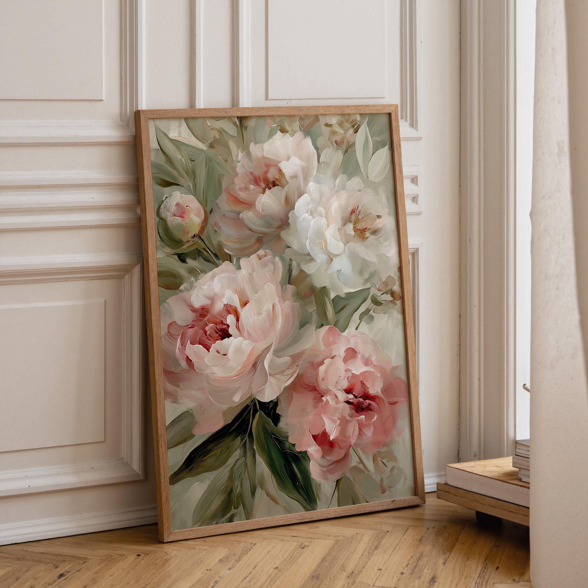 Soft Blush Southwest Floral Neutral Peony Modern Desert Boho Wall Art