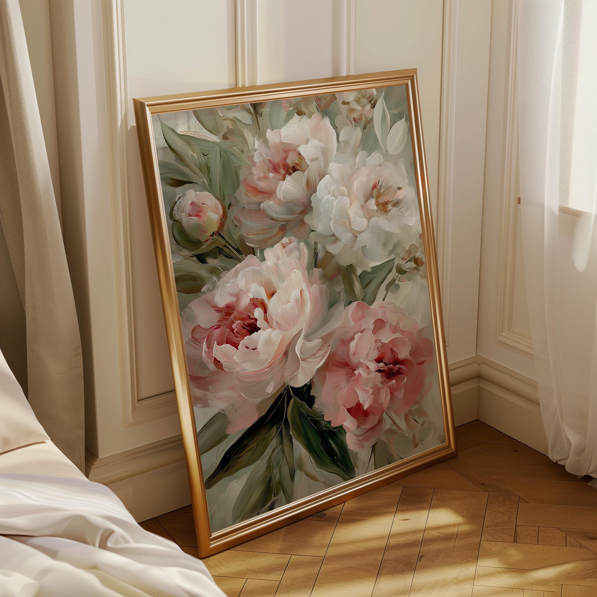 Soft Blush Southwest Floral Neutral Peony Modern Desert Boho Wall Art